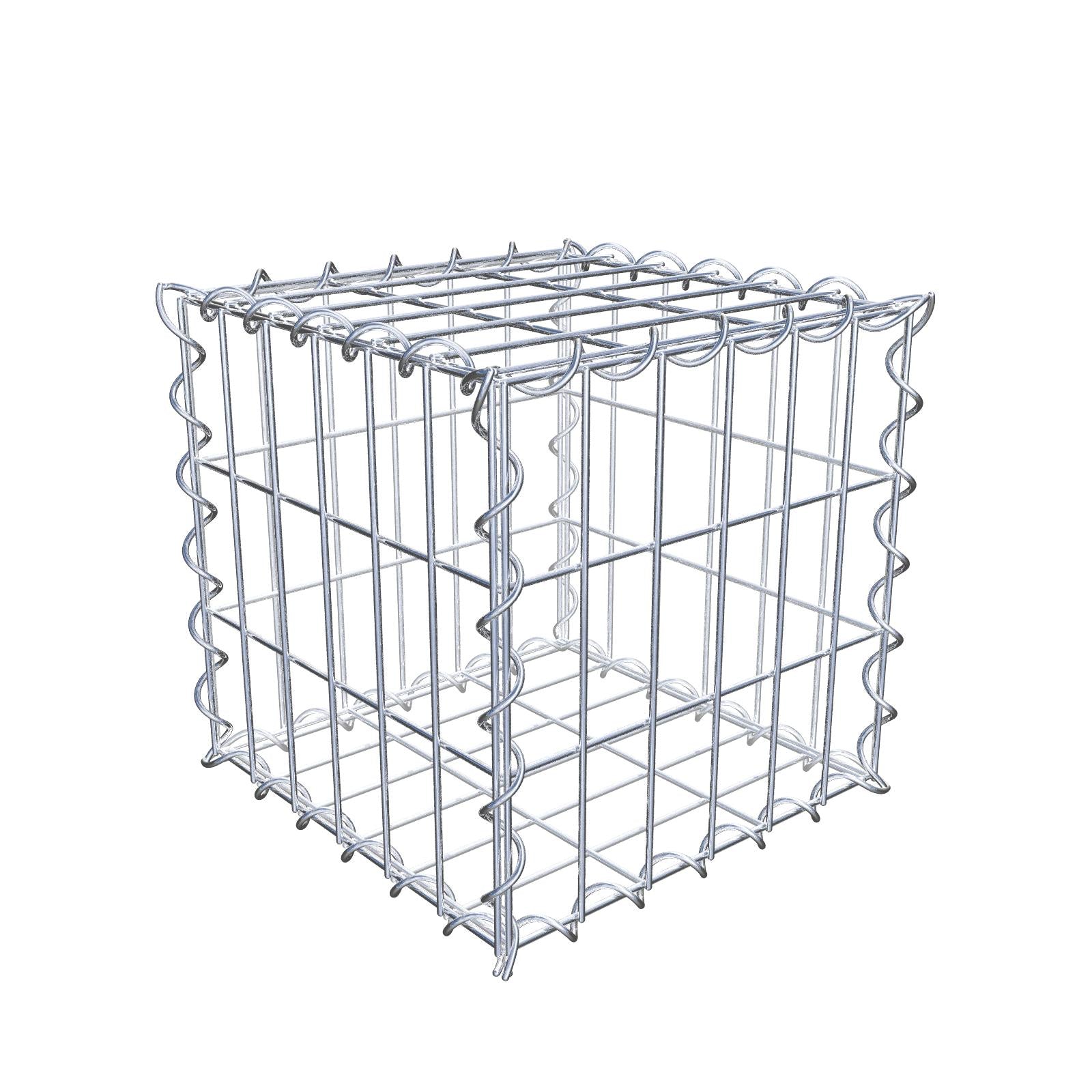 Schanskorf 30 cm x 30 cm x 30 cm (L x H x D), maaswijdte 5 cm x 10 cm, spiraalvormig