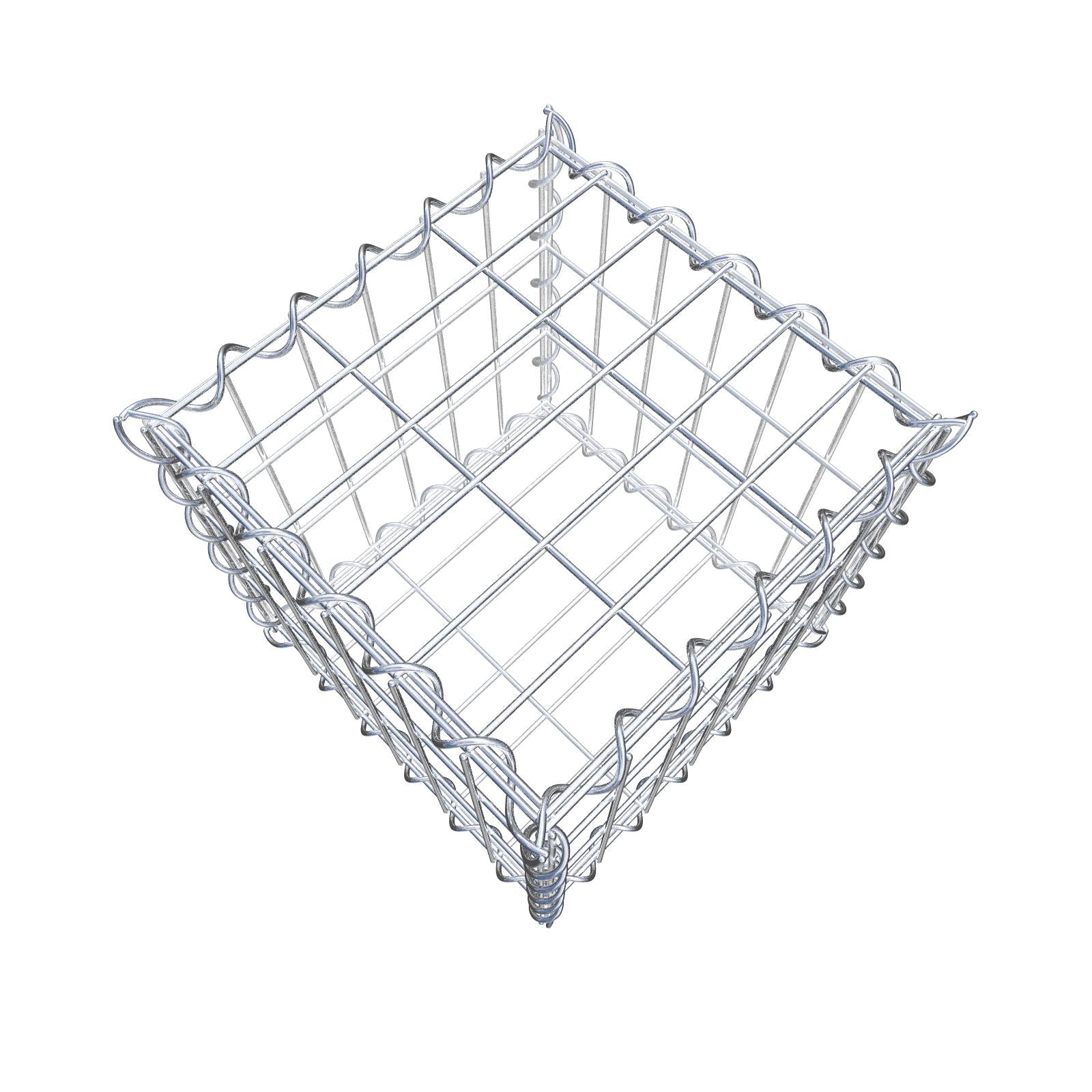 Schanskorf 30 cm x 30 cm x 30 cm (L x H x D), maaswijdte 5 cm x 10 cm, spiraalvormig