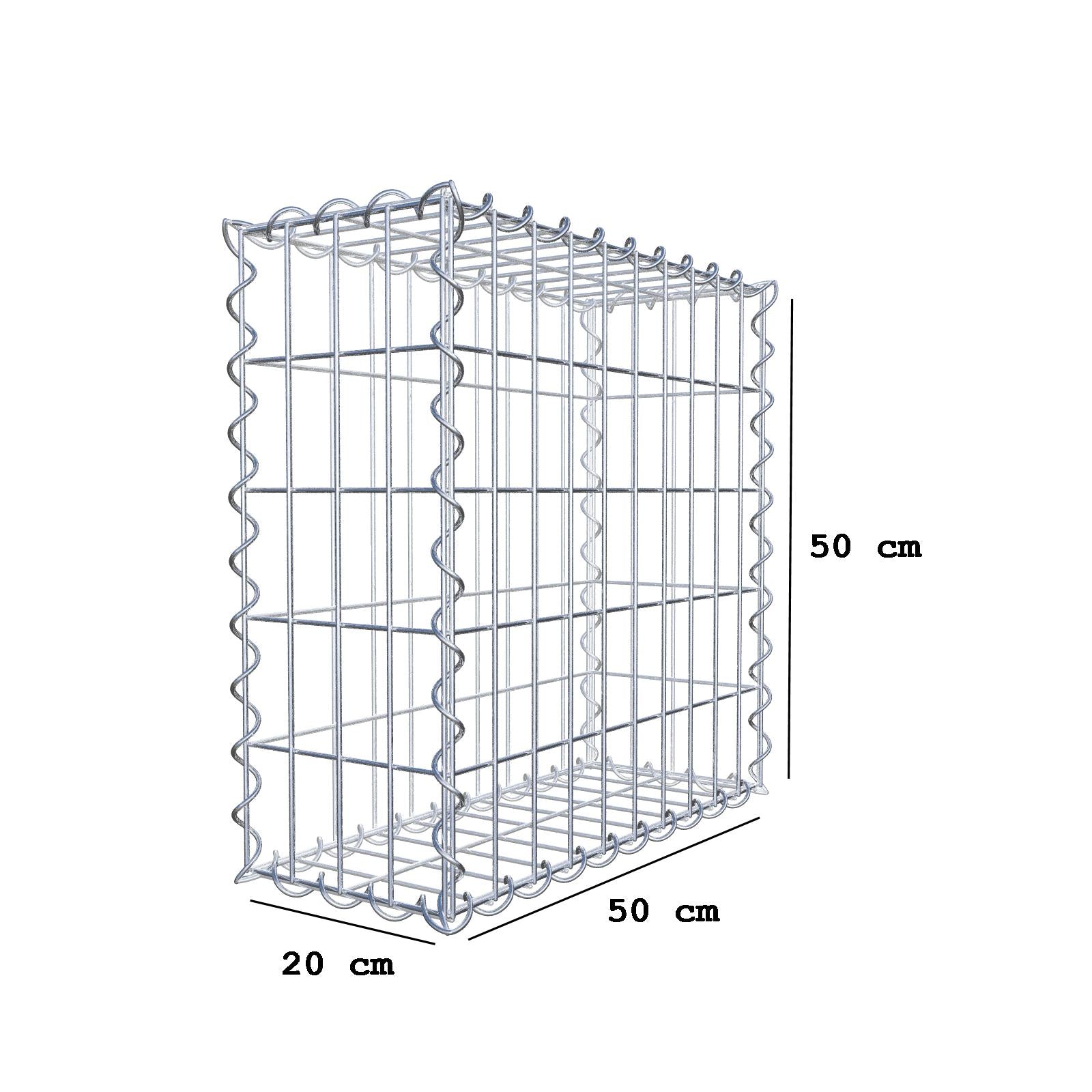 Schanskorf 50 cm x 50 cm x 20 cm (L x H x D), maaswijdte 5 cm x 10 cm, spiraal