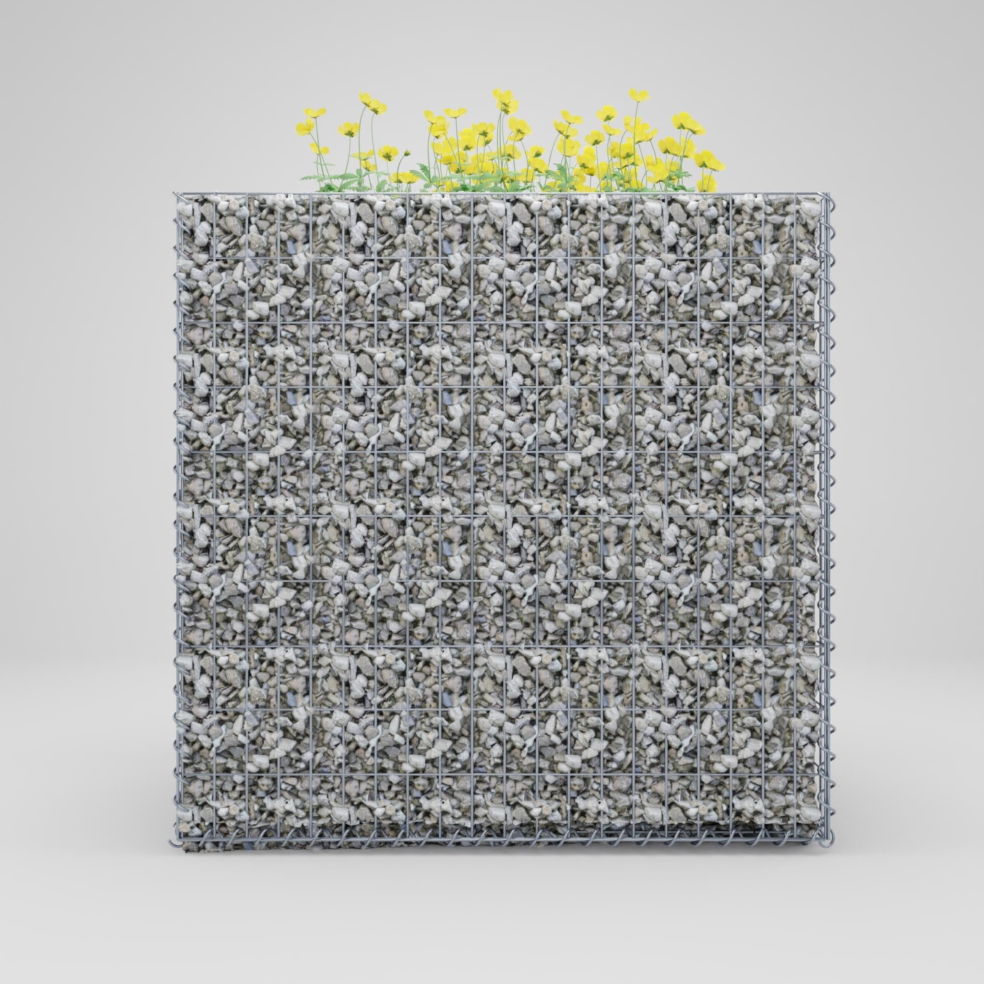 Högbädd, fyrkantig 100 cm x 100 cm x 80 cm (L x H x D), maskstorlek 5 x 10 cm, väggtjocklek 10 cm