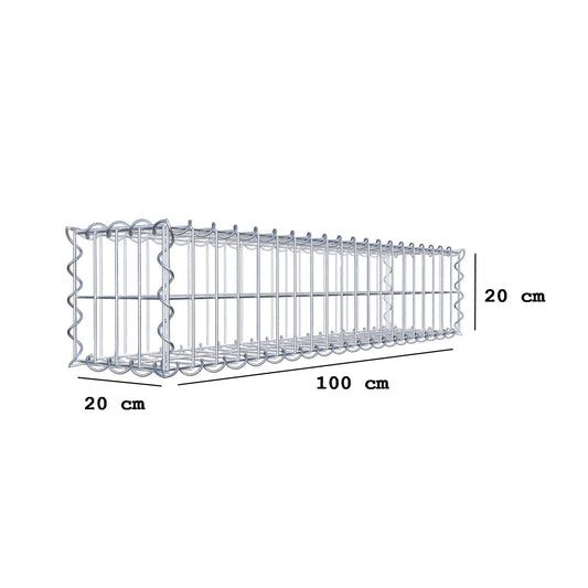 Gabion 100 cm x 20 cm x 20 cm (L x H x D), maskstorlek 5 cm x 10 cm, spiral