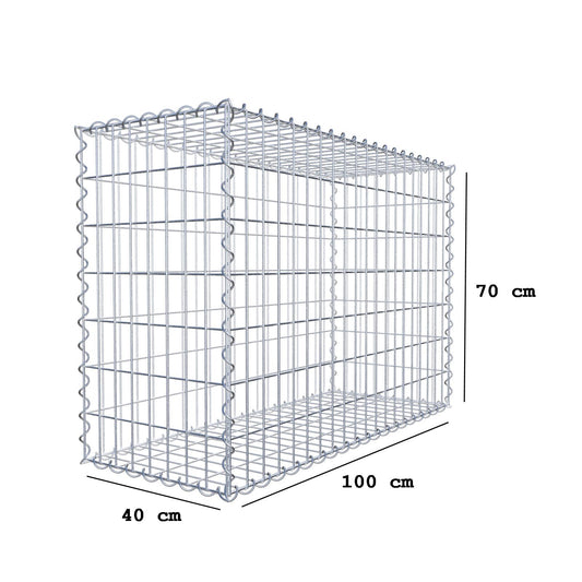 Gabion 100 cm x 70 cm x 40 cm (L x H x D), maskestørrelse 5 cm x 10 cm, spiral