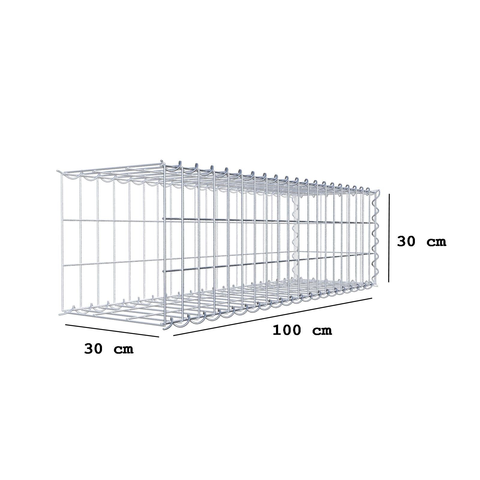 Add-on schanskorf type 2 100 cm x 30 cm x 30 cm (L x H x D), maaswijdte 5 cm x 10 cm, spiraalvormig