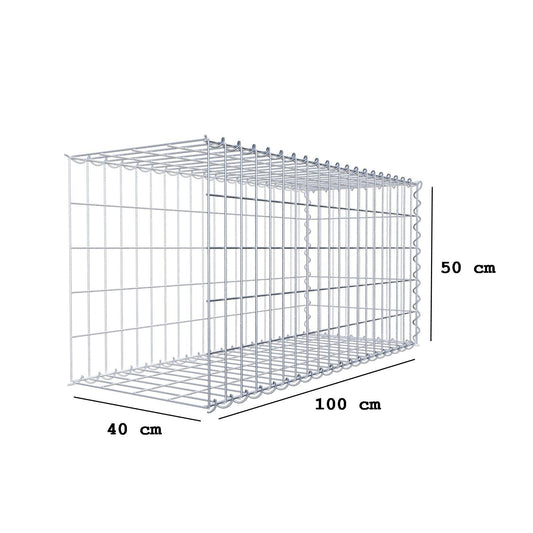 Gabião tipo 2 100 cm x 50 cm x 40 cm (C x A x P), malhagem 5 cm x 10 cm, espiral