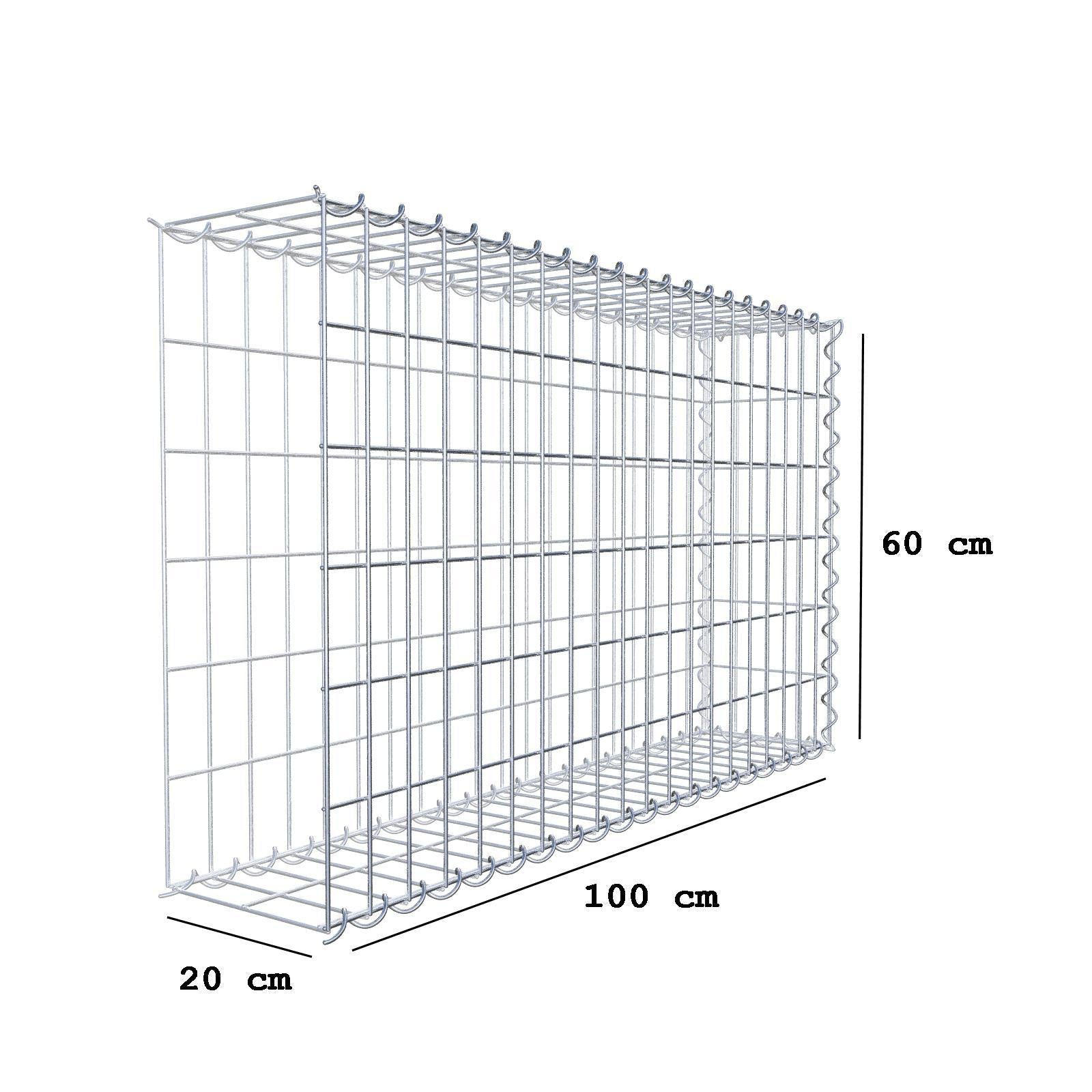 Gabbione aggiuntivo tipo 2 100 cm x 60 cm x 20 cm (L x H x P), dimensione maglia 5 cm x 10 cm, a spirale