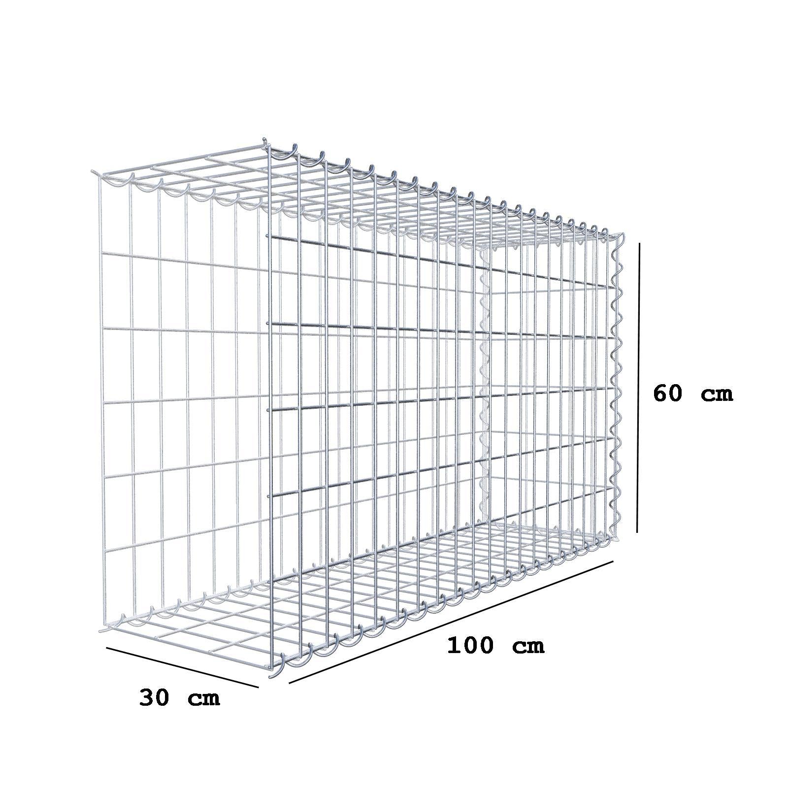 Aangegroeide schanskorf type 2 100 cm x 60 cm x 30 cm (L x H x D), maaswijdte 5 cm x 10 cm, spiraal