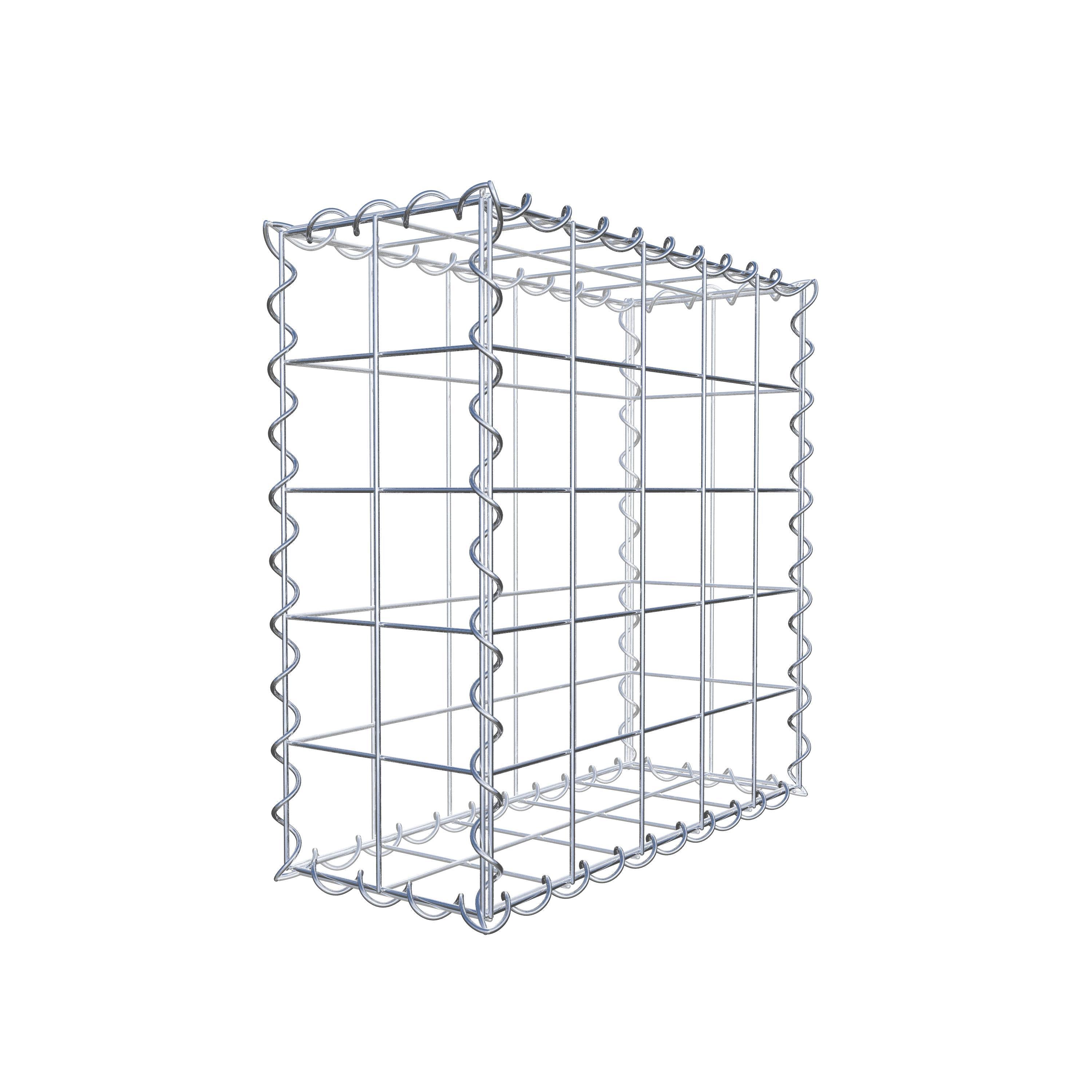 Schanskorf 50 cm x 50 cm x 20 cm (L x H x D), maaswijdte 10 cm x 10 cm, spiraalvormig