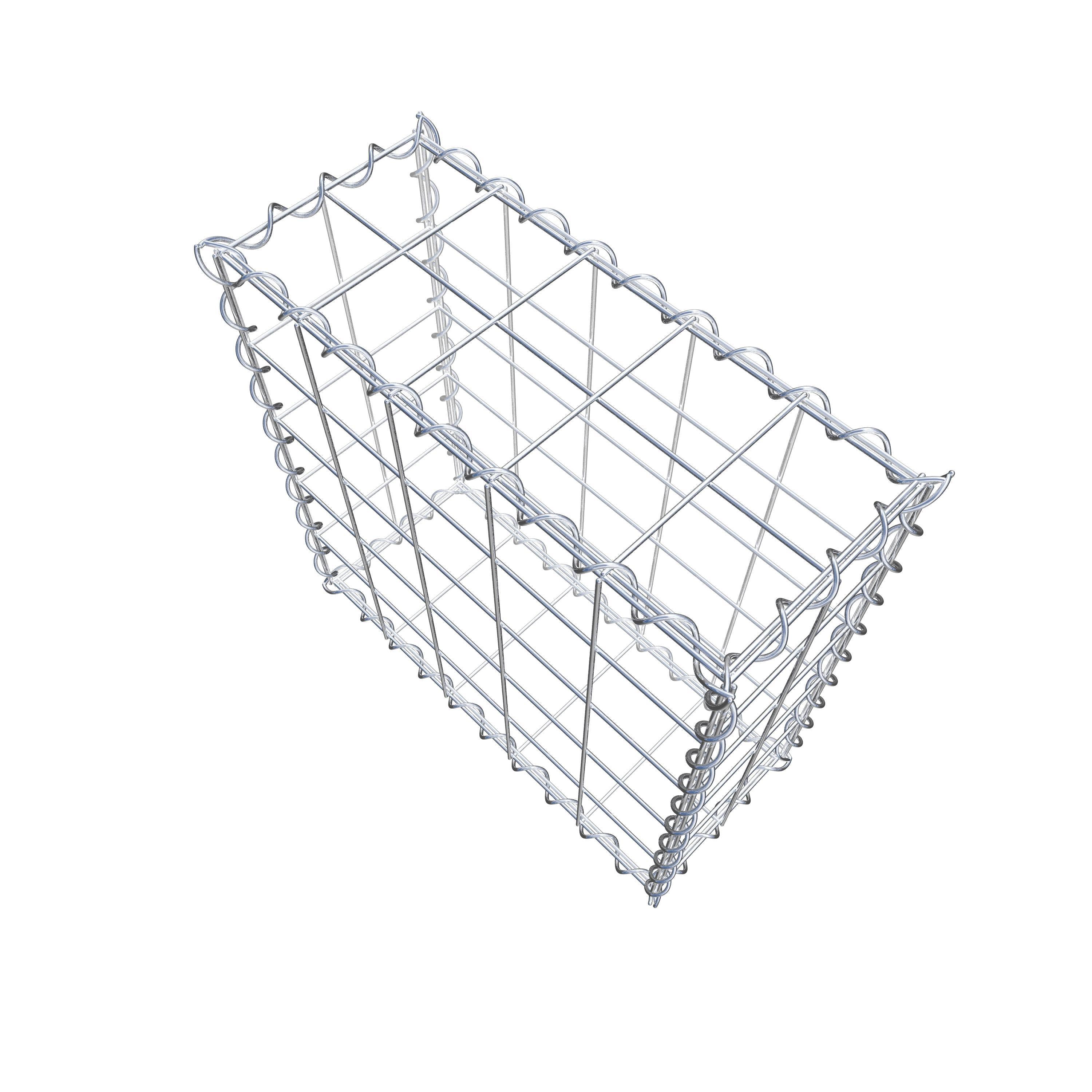 Schanskorf 50 cm x 50 cm x 20 cm (L x H x D), maaswijdte 10 cm x 10 cm, spiraalvormig