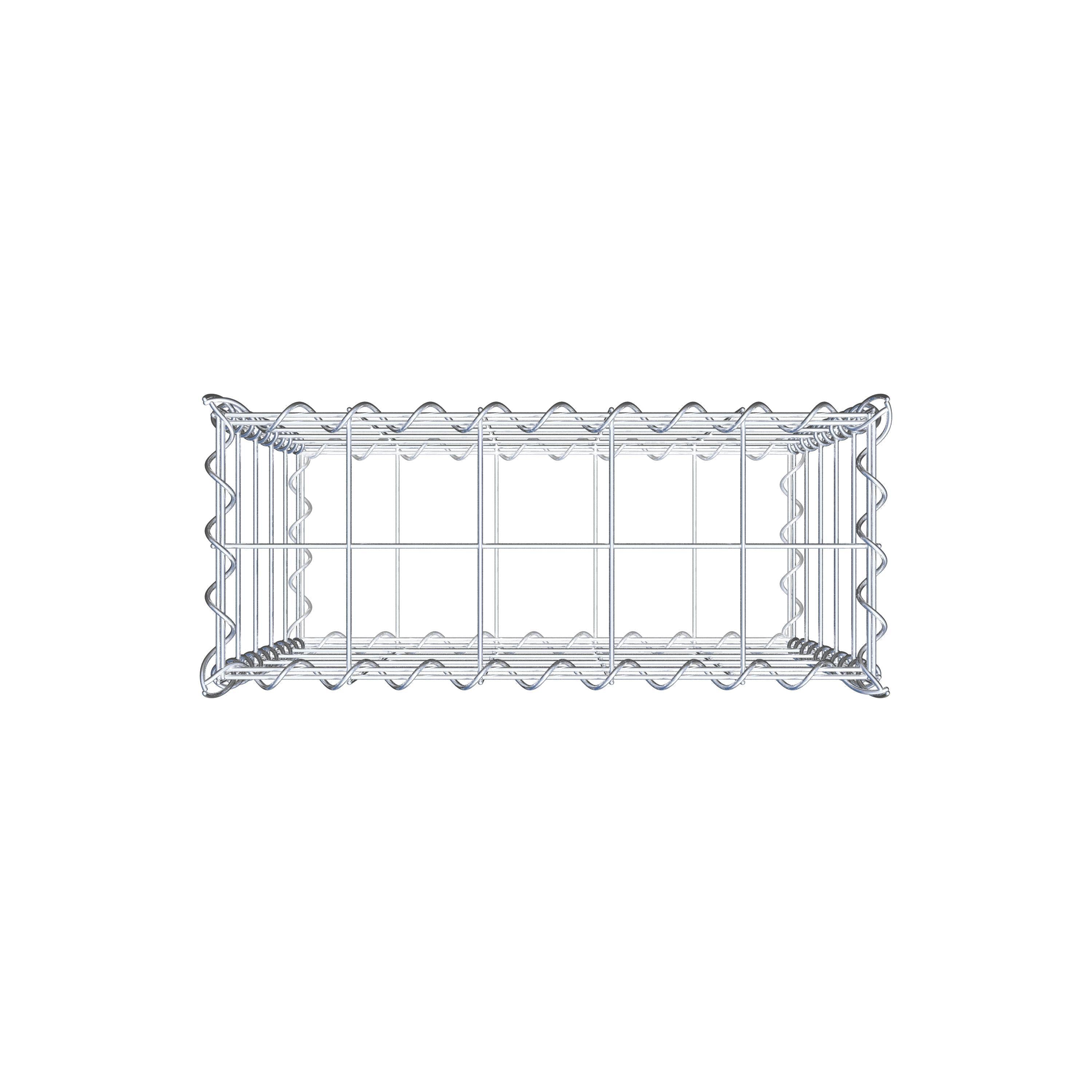 Schanskorf 50 cm x 50 cm x 20 cm (L x H x D), maaswijdte 10 cm x 10 cm, spiraalvormig