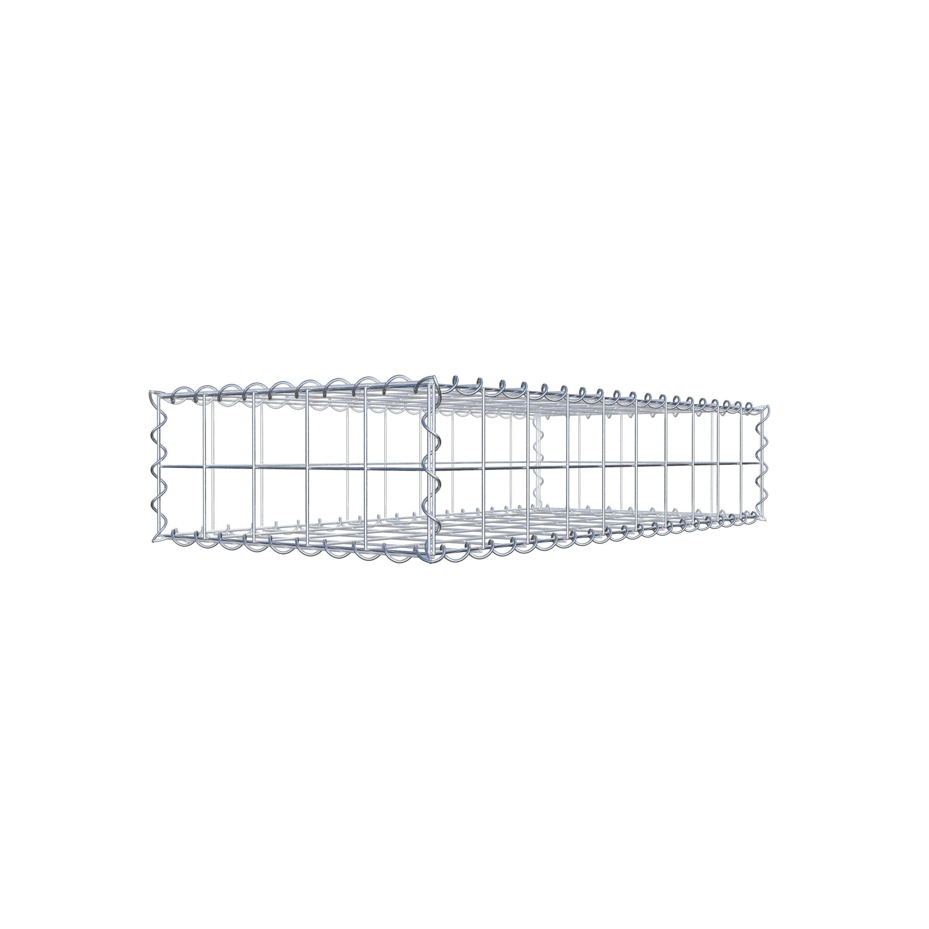 Schanskorf 100 cm x 20 cm x 50 cm (L x H x D), maaswijdte 10 cm x 10 cm, spiraalvormig