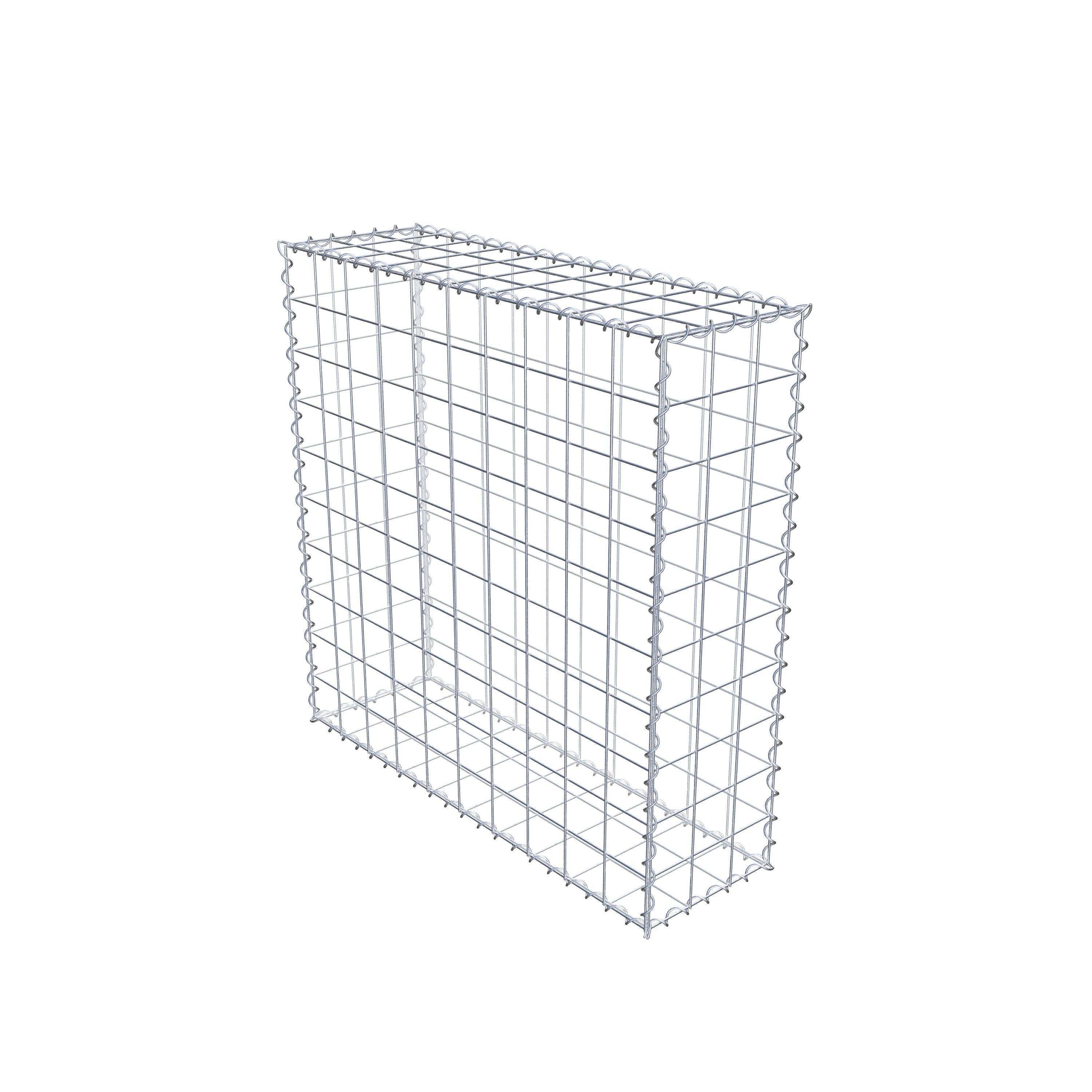 Schanskorf 100 cm x 100 cm x 30 cm (L x H x D), maaswijdte 10 cm x 10 cm, spiraalvormig