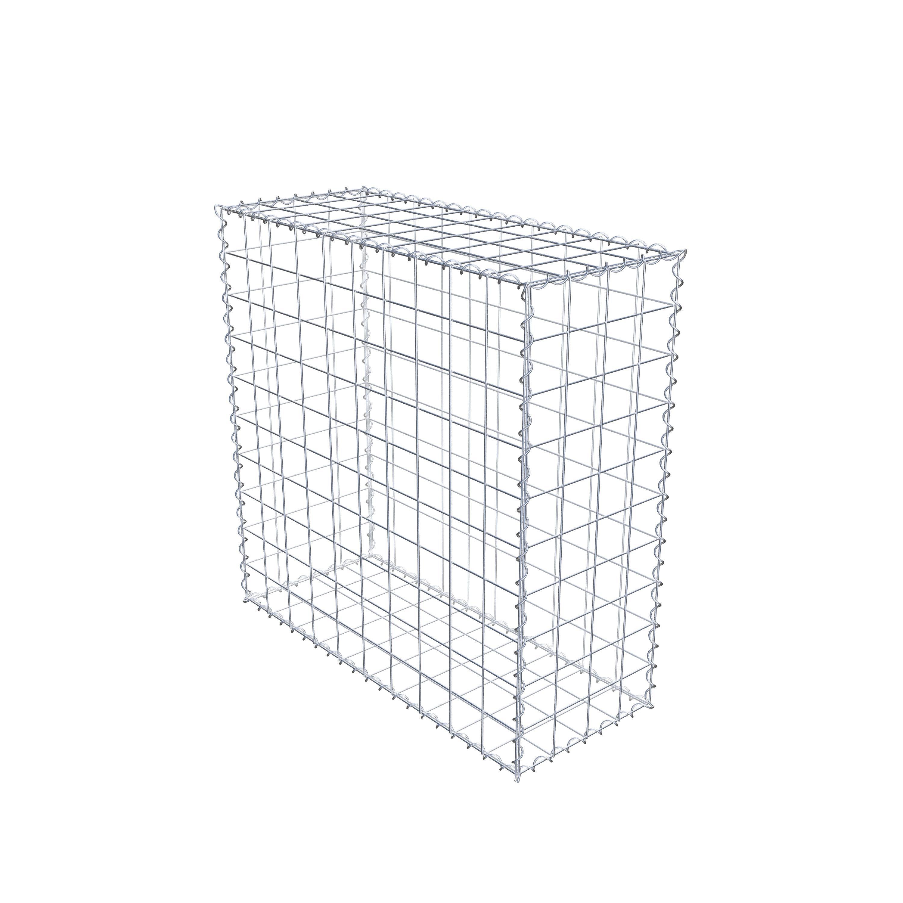 Schanskorf 100 cm x 100 cm x 40 cm (L x H x D), maaswijdte 10 cm x 10 cm, spiraalvormig