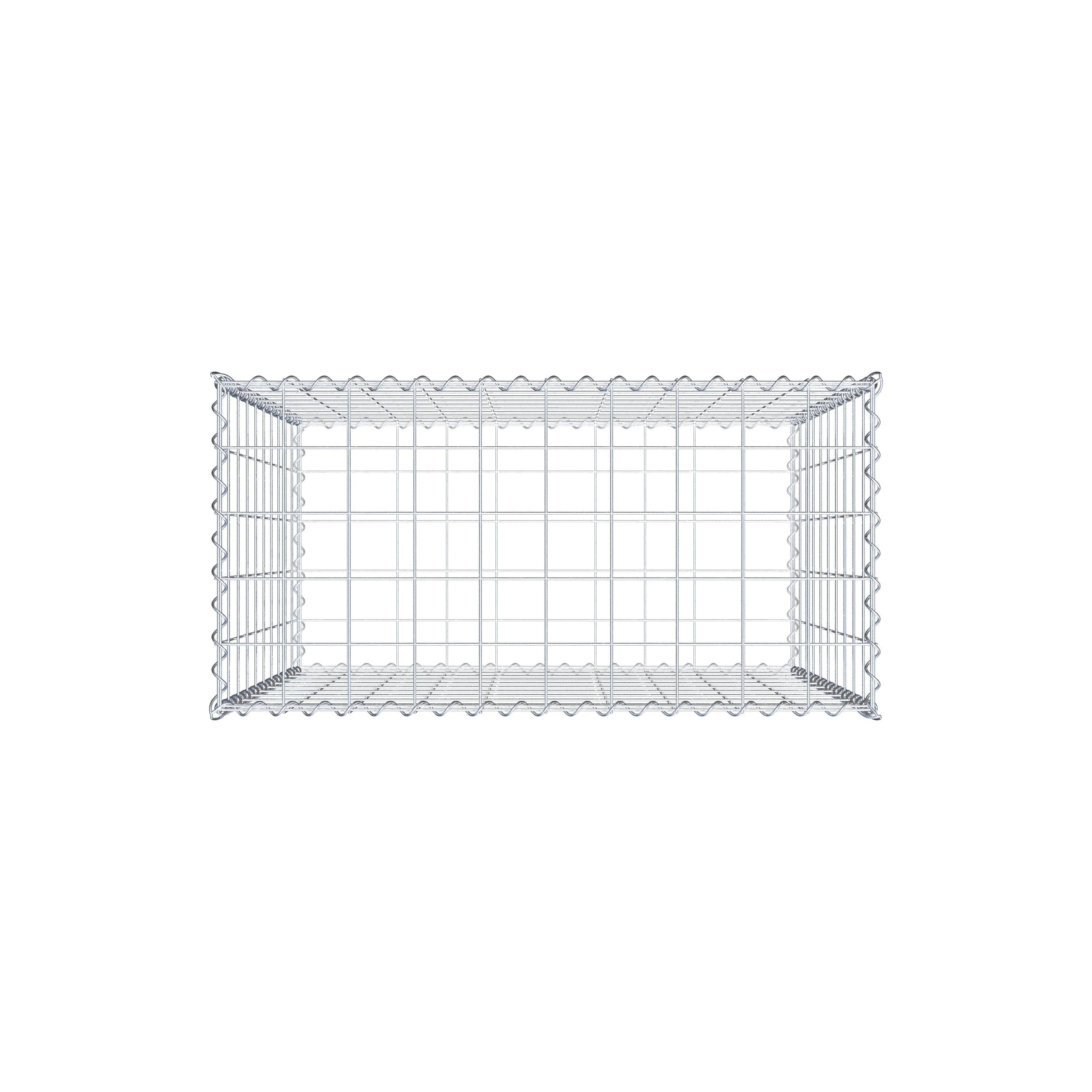 Schanskorf 100 cm x 100 cm x 50 cm (L x H x D), maaswijdte 10 cm x 10 cm, spiraalvormig