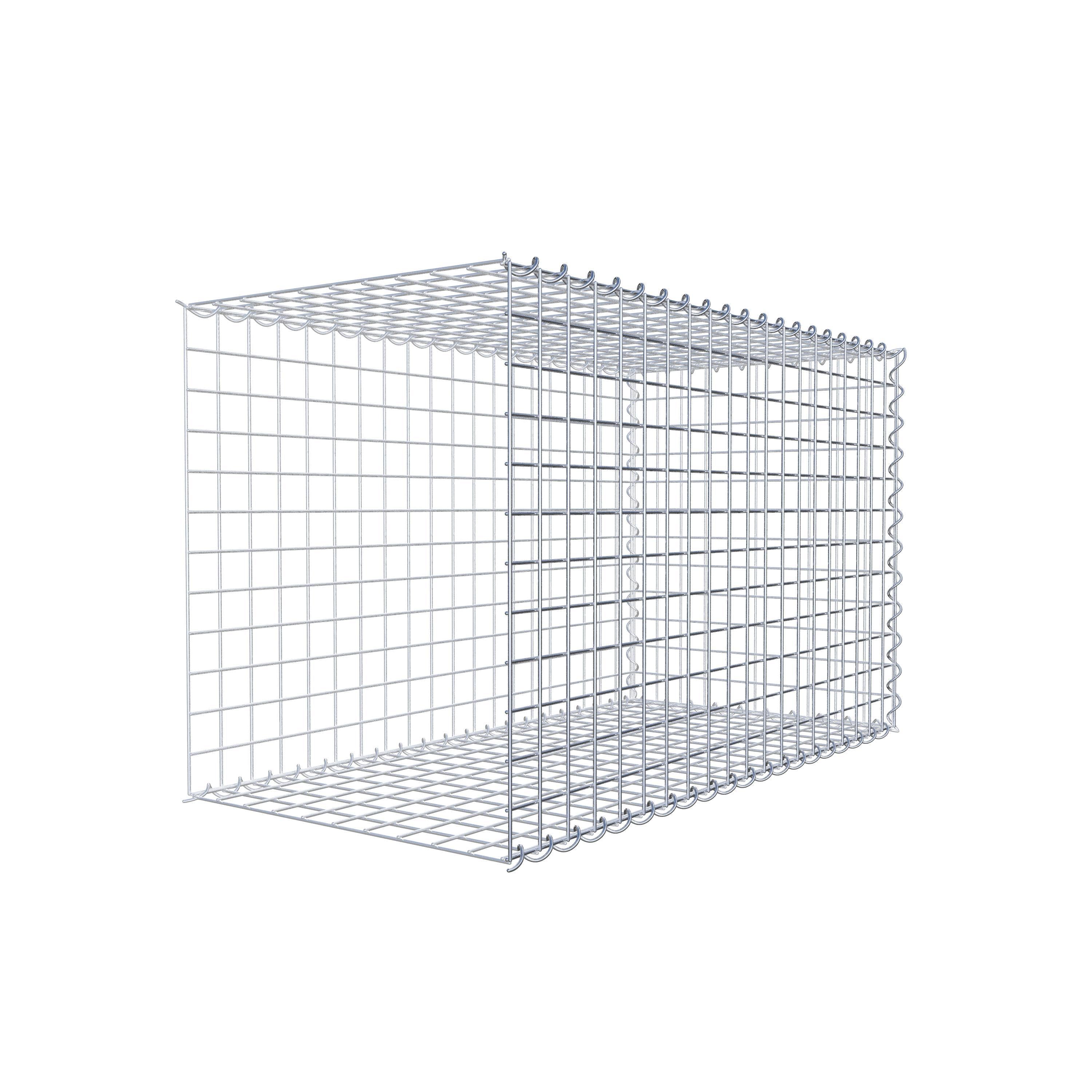 Opbouw schanskorf type 2 100 cm x 60 cm x 50 cm (L x H x D), maaswijdte 5 cm x 5 cm, spiraalvormig