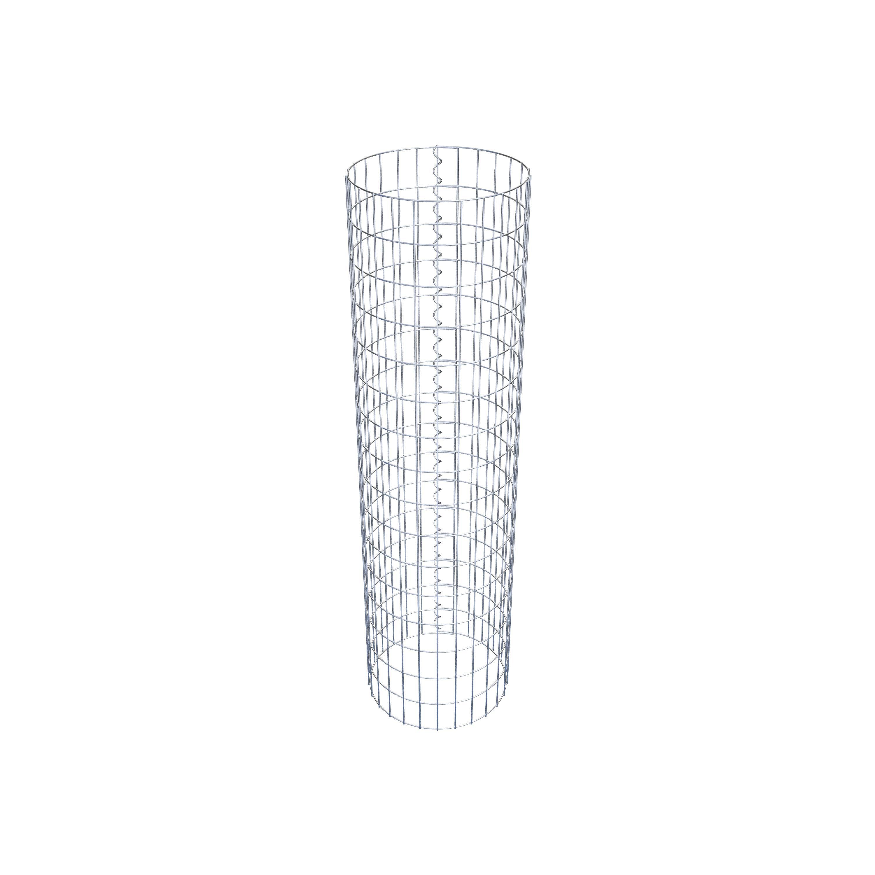 Schanskorfzuil rond 42 cm diameter, 160 cm hoogte, maaswijdte 5 cm x 10 cm