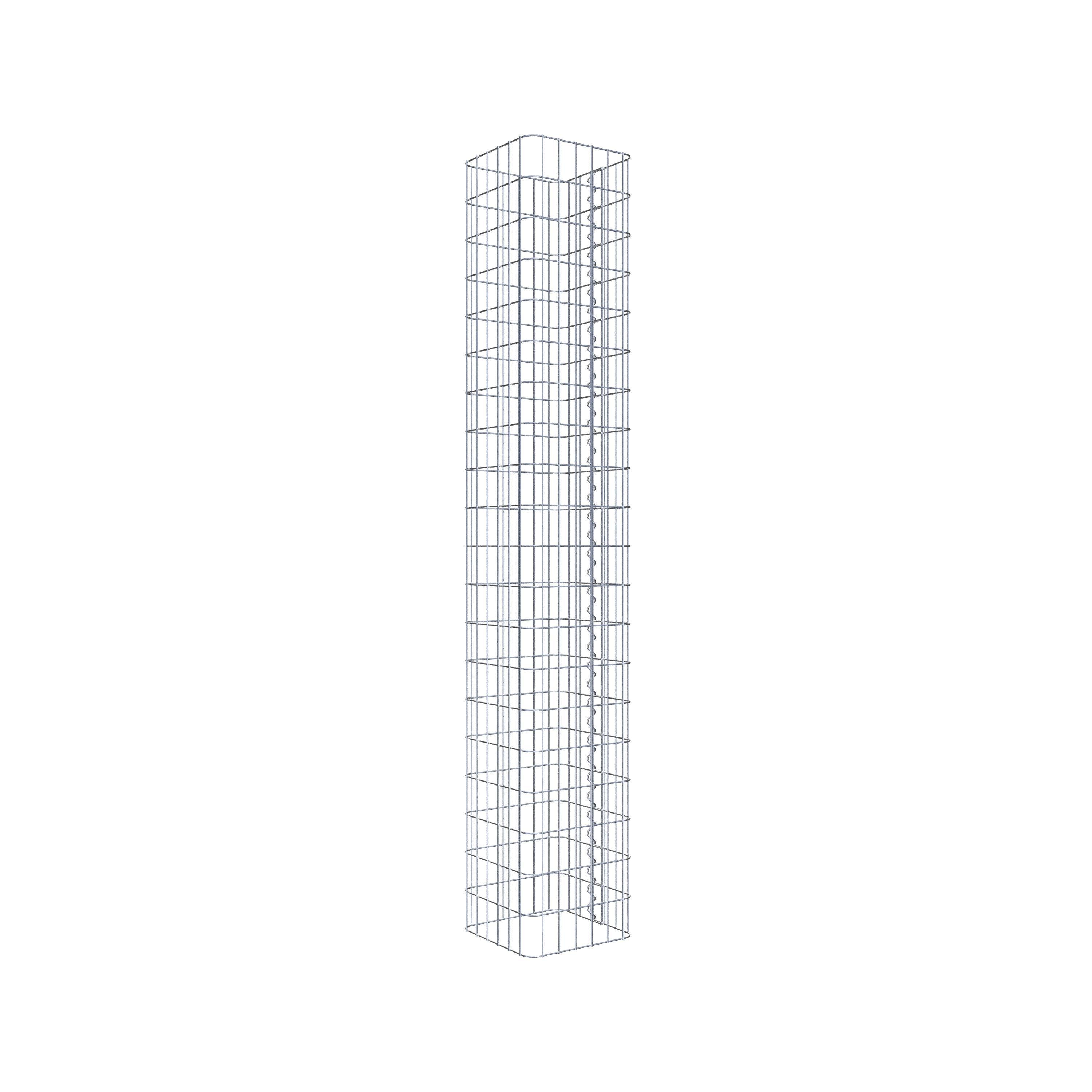 Rechthoekige thermisch verzinkte schanskorfzuil, 32 cm x 32 cm, 200 cm hoog, MW 5 x 10 cm