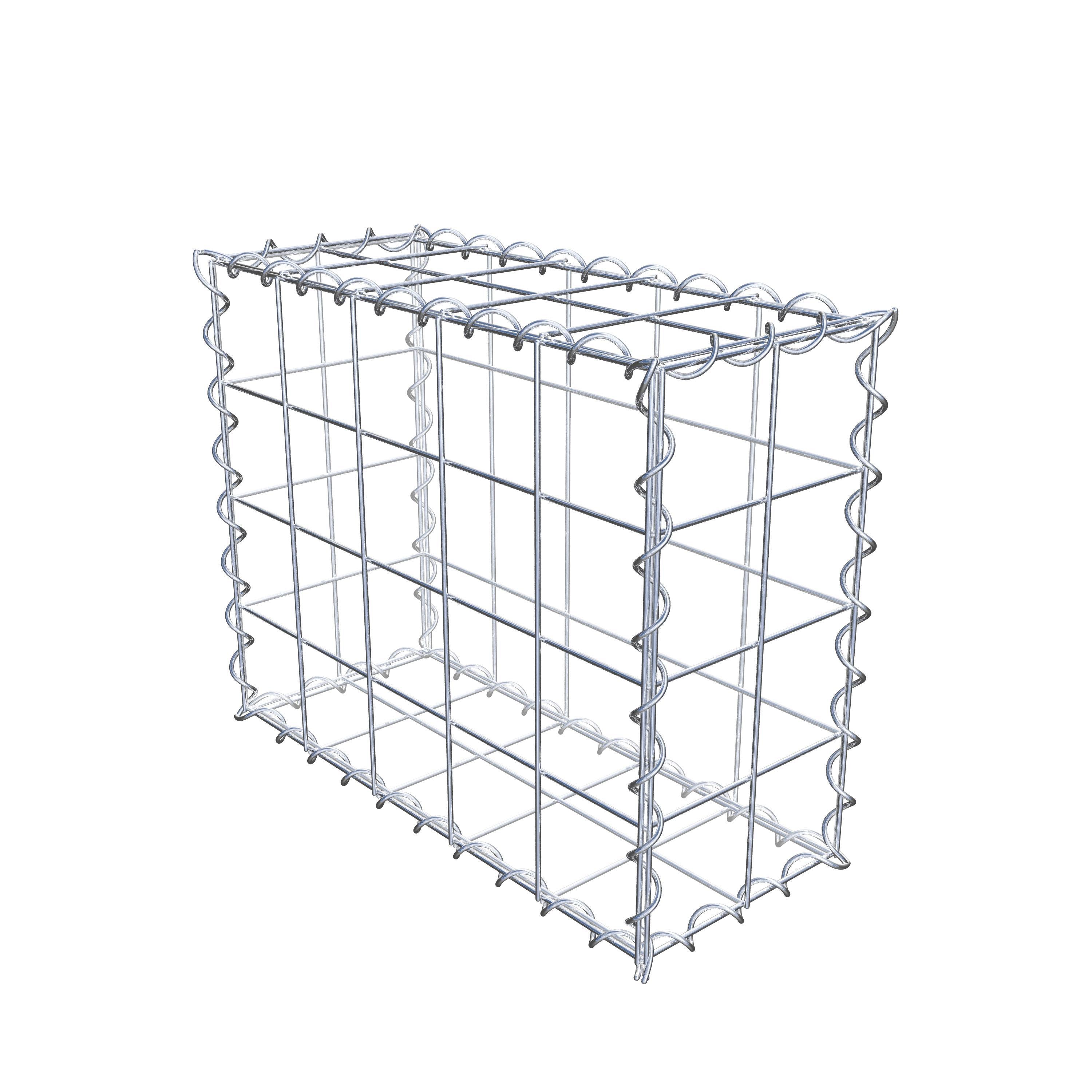 Schanskorf 50 cm x 40 cm x 20 cm (L x H x D), maaswijdte 10 cm x 10 cm, spiraalvormig