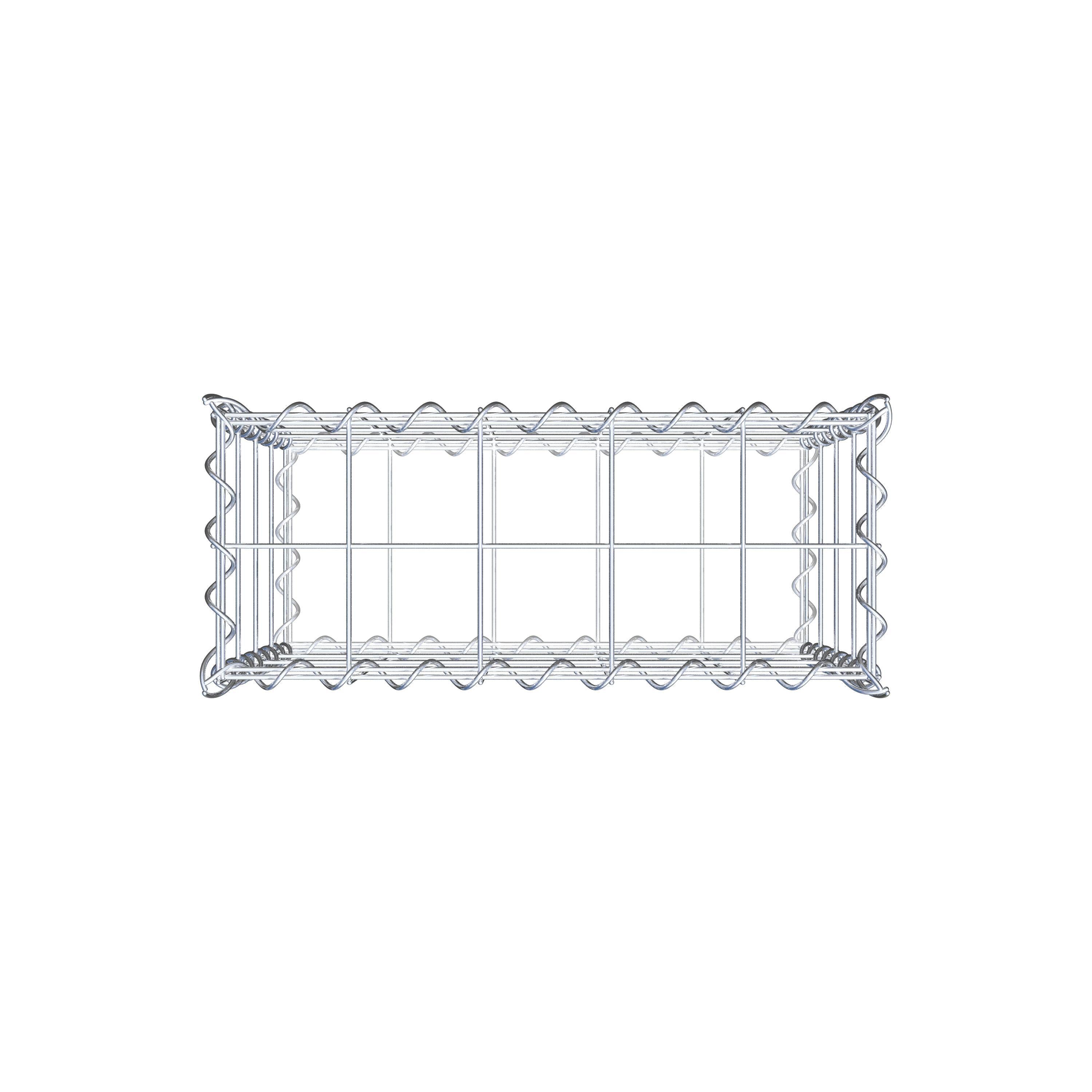 Schanskorf 50 cm x 40 cm x 20 cm (L x H x D), maaswijdte 10 cm x 10 cm, spiraalvormig