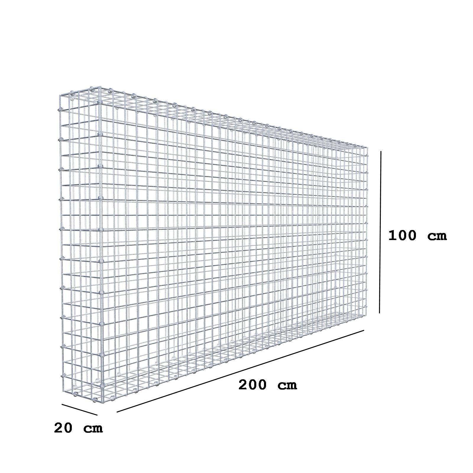 Schanskorf 200 cm x 100 cm x 20 cm (L x H x D), maaswijdte 5 x 5 cm, spiraalring
