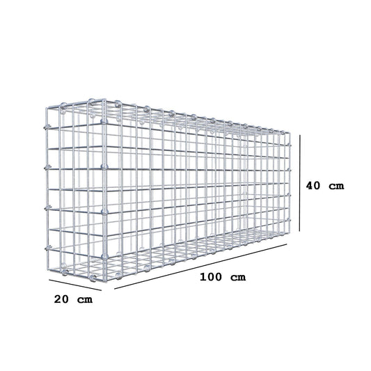 Gabion 100 cm x 40 cm x 20 cm (L x H x D), maskestørrelse 5 x 5 cm, spiralring