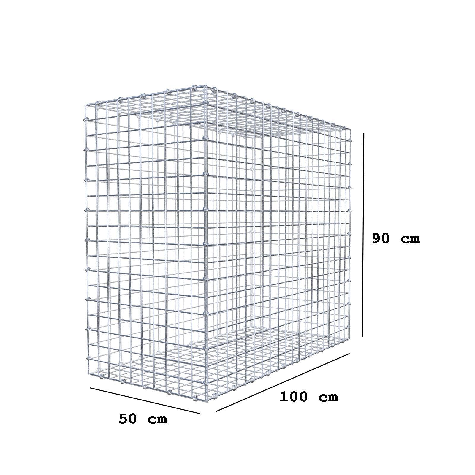 Gabione 100 cm x 90 cm x 50 cm (L x H x T), Maschenweite 5 x 5 cm, Spiralring