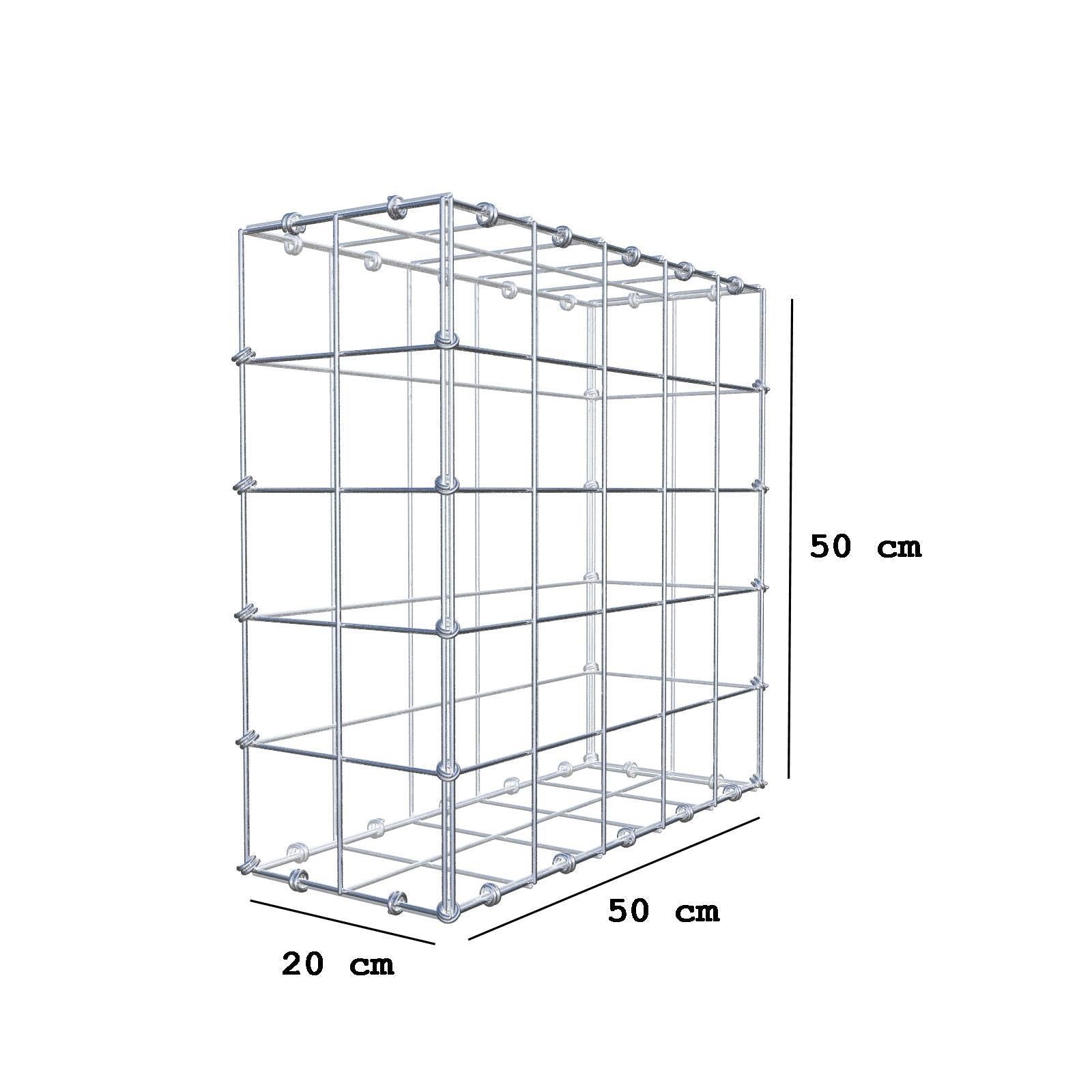Gabião 50 cm x 50 cm x 20 cm (C x A x P), malhagem 10 x 10 cm, anel espiral