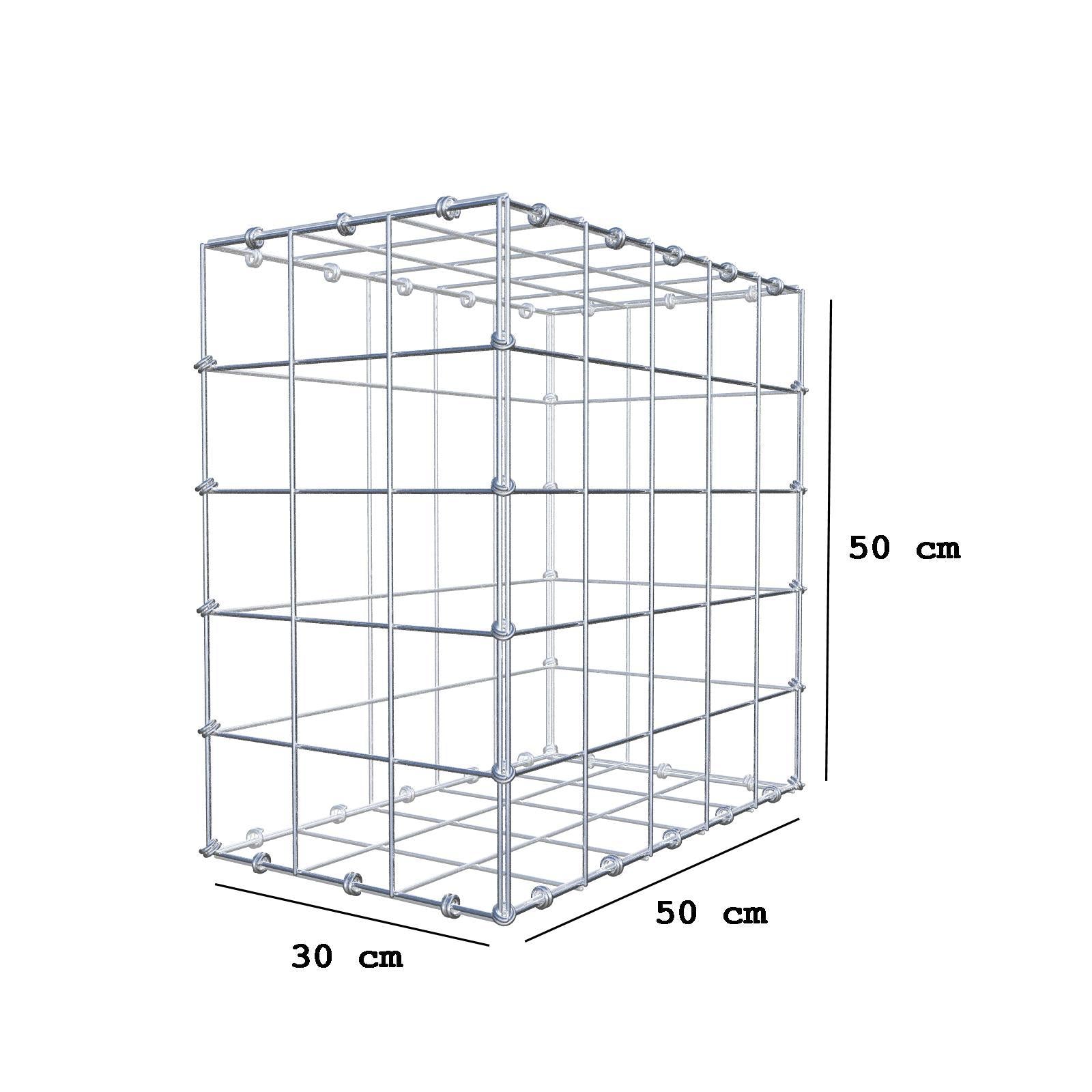 Schanskorf 50 cm x 50 cm x 30 cm (L x H x D), maaswijdte 10 x 10 cm, spiraalring
