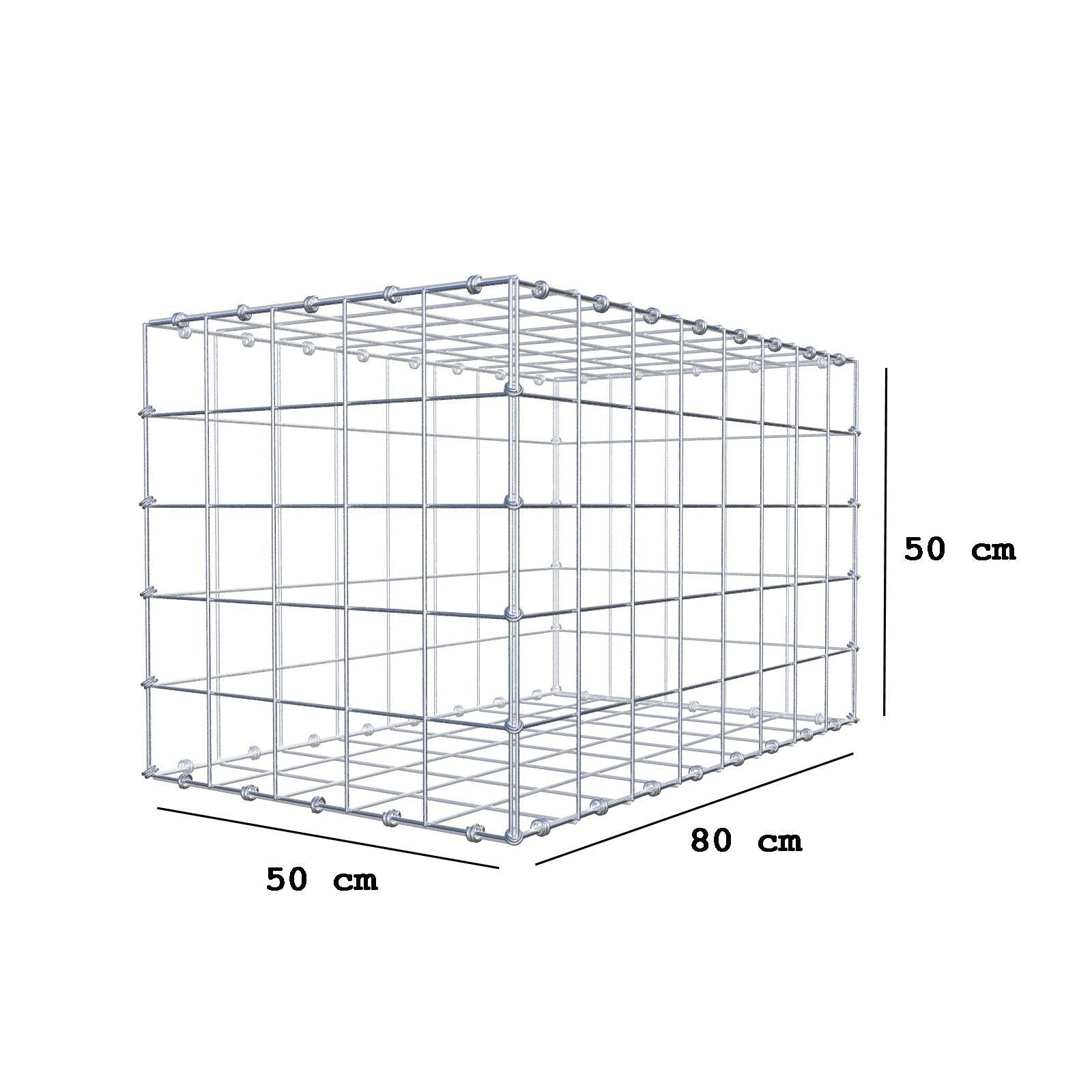 Gabion 80 cm x 50 cm x 50 cm (L x H x P), mailles 10 x 10 cm, anneau en spirale
