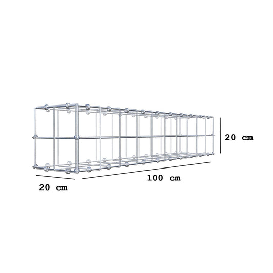 Gabion 100 cm x 20 cm x 20 cm (L x H x D), maskstorlek 10 x 10 cm, spiralring