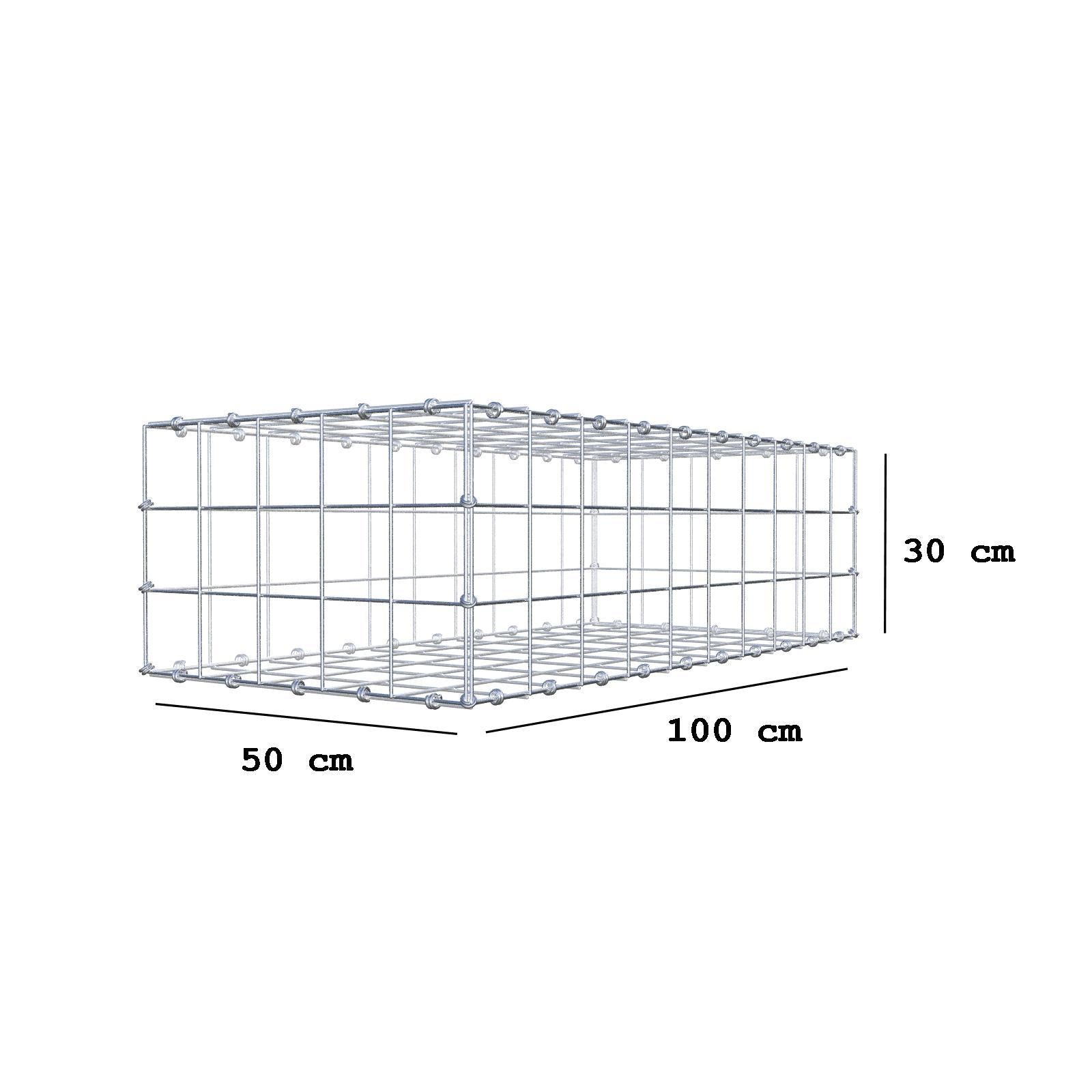 Gabbione 100 cm x 30 cm x 50 cm (L x H x P), maglia 10 x 10 cm, anello a spirale