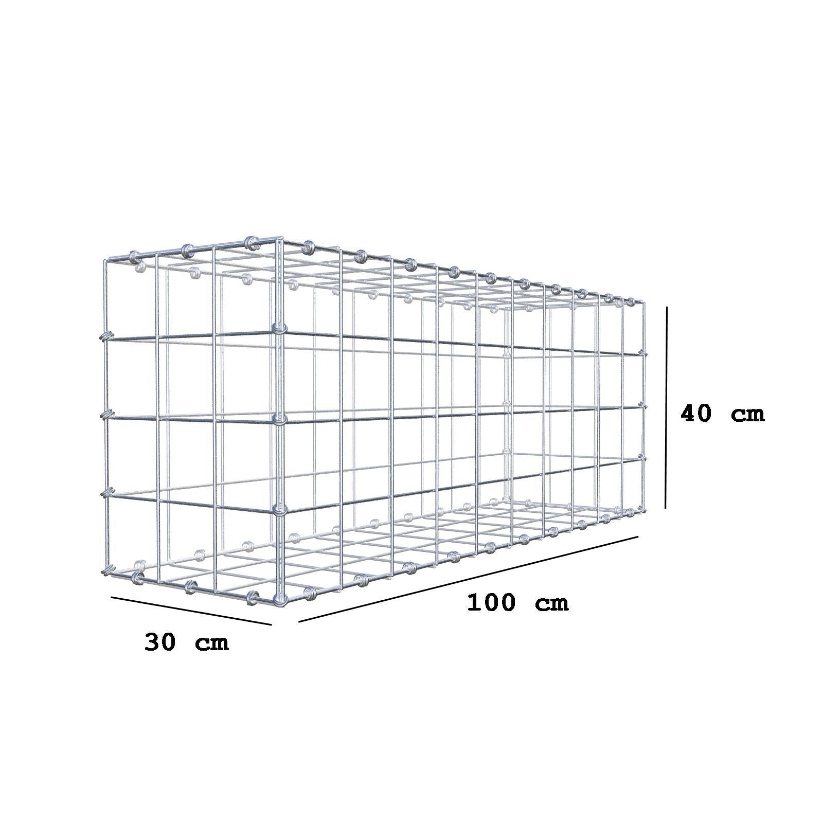 Gabbione 100 cm x 40 cm x 30 cm (L x H x P), maglia 10 x 10 cm, anello a spirale