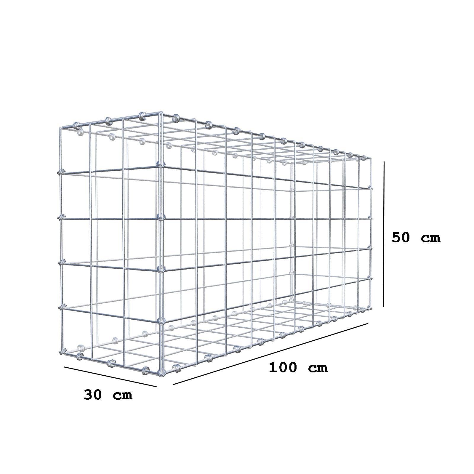 Schanskorf 100 cm x 50 cm x 30 cm (L x H x D), maaswijdte 10 x 10 cm, spiraalring