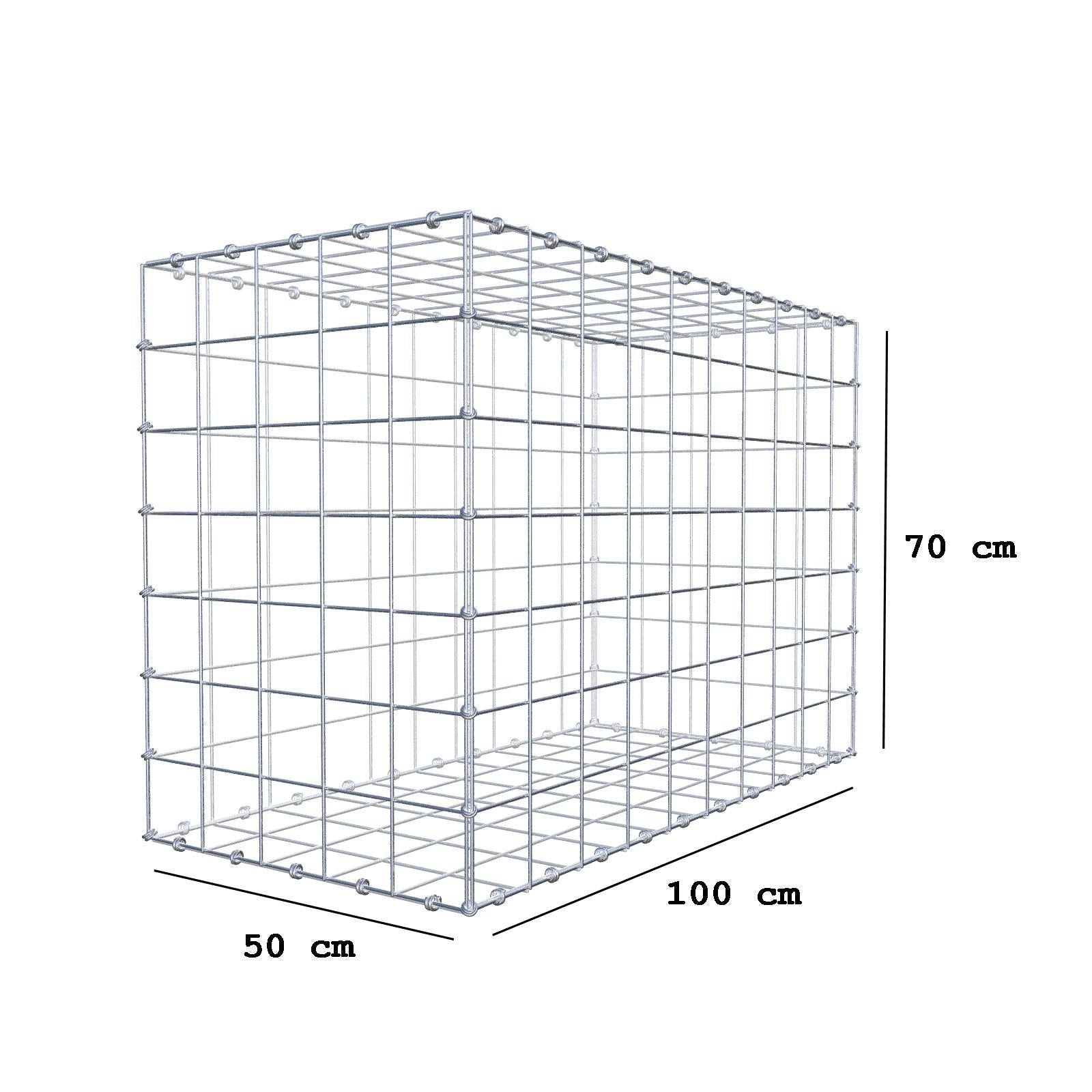 Gabione 100 cm x 70 cm x 50 cm (L x H x T), Maschenweite 10 x 10 cm, Spiralring
