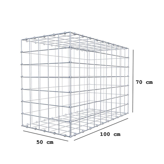 Gabion 100 cm x 70 cm x 50 cm (L x H x D), maskestørrelse 10 x 10 cm, spiralring