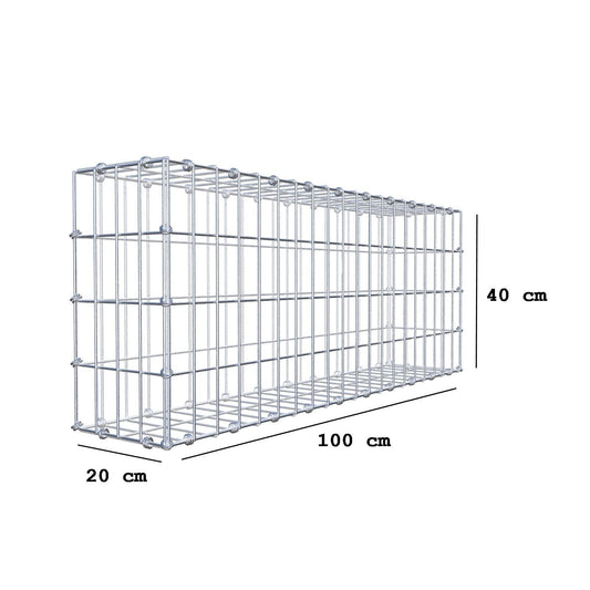 Gabion 100 cm x 40 cm x 20 cm (L x H x D), maskestørrelse 5 x 10 cm, spiralring