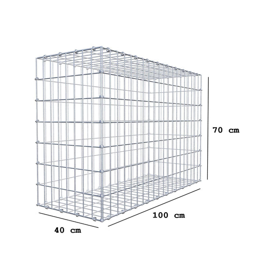 Gabion 100 cm x 70 cm x 40 cm (L x H x D), maskestørrelse 5 x 10 cm, spiralring