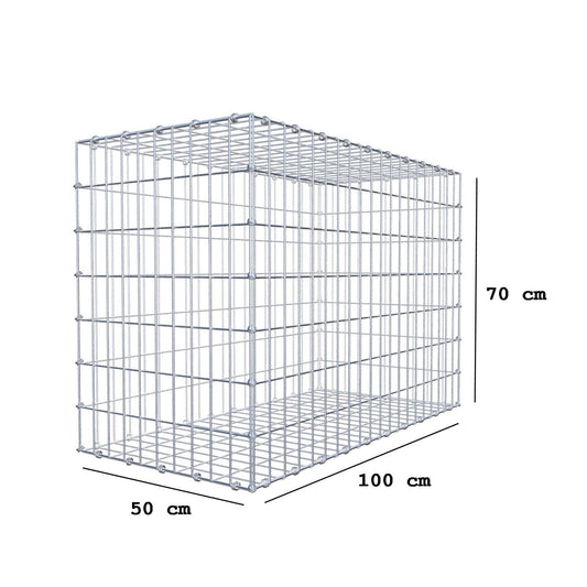 Gabion 100 cm x 70 cm x 50 cm (L x H x D), maskestørrelse 5 x 10 cm, spiralring