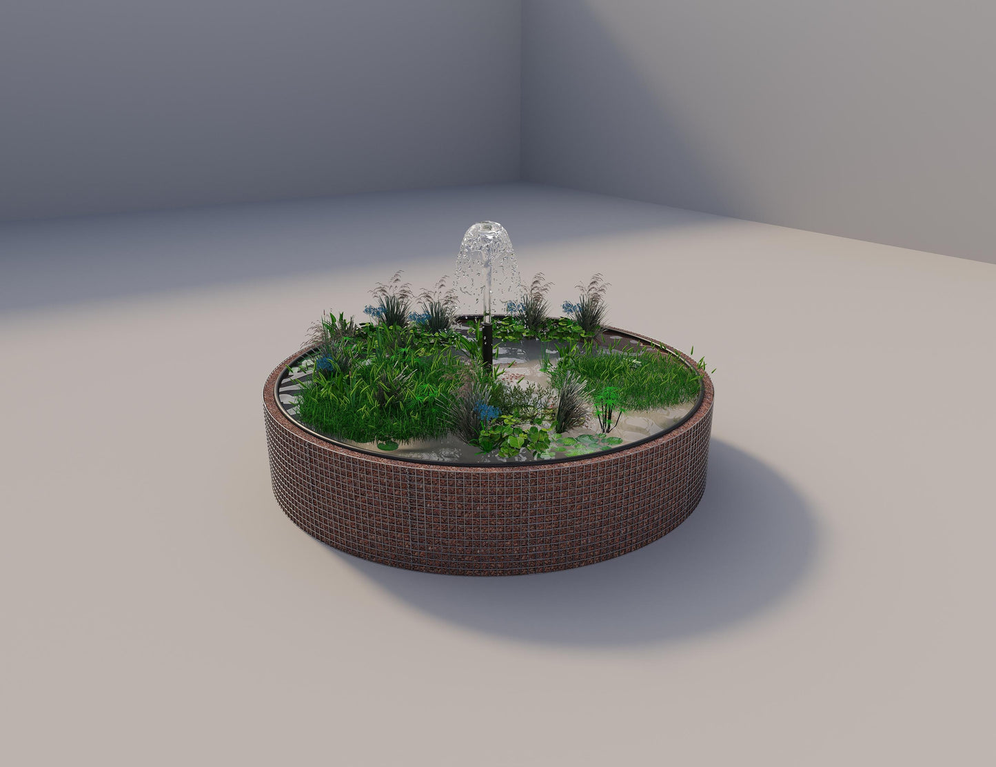 Gabbione per laghetti rialzati rotondo, diametro esterno 382 cm, altezza 80 cm, maglia 5 x 5 cm, spessore parete 15 cm