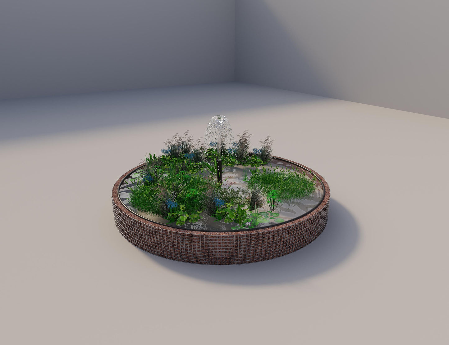 Gabbione per laghetti rialzati rotondo, diametro esterno 412 cm, altezza 50 cm, maglia 5 x 5 cm, spessore parete 15 cm