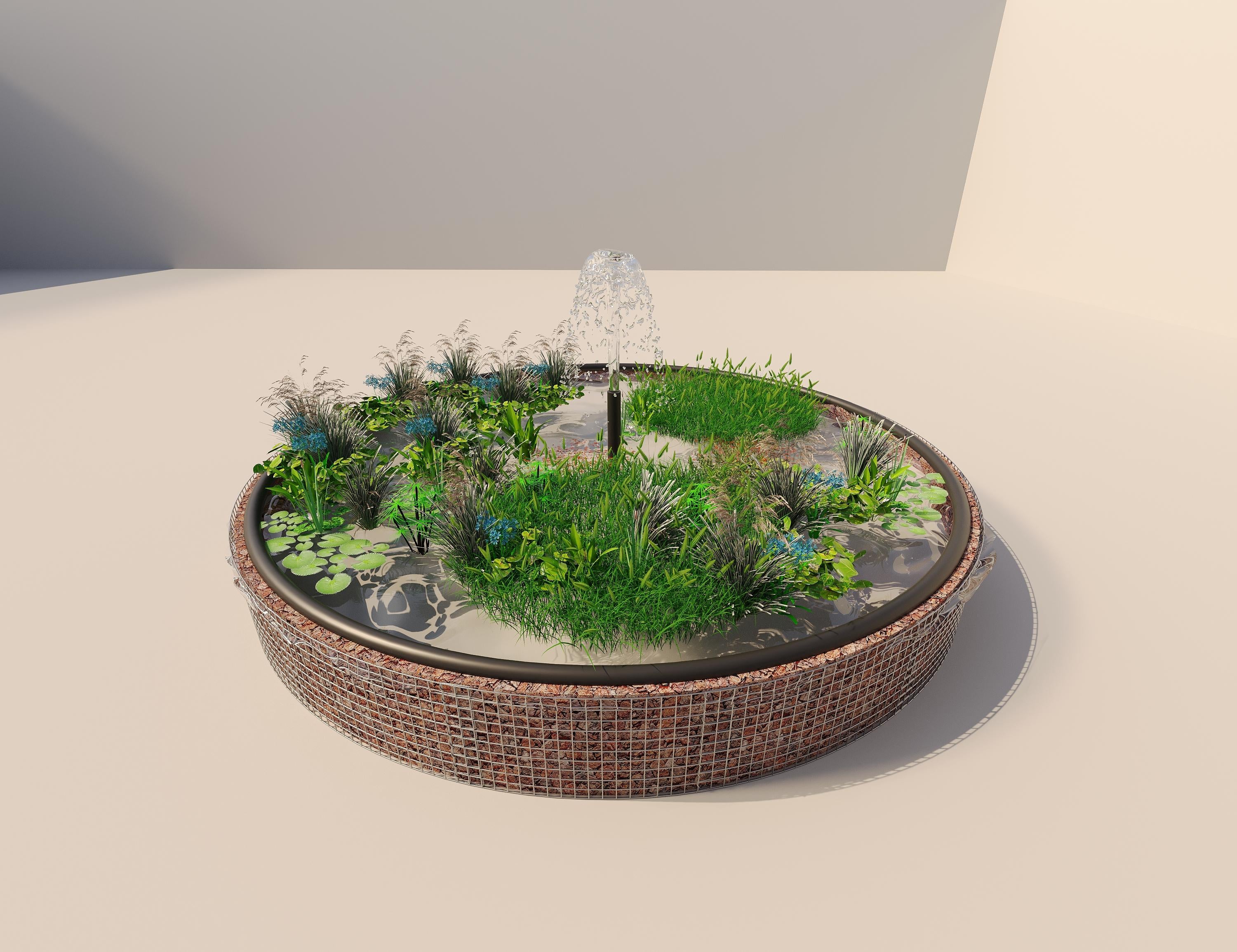 Gabion bassin surélevé rond, diamètre extérieur 502 cm, hauteur 50 cm, mailles 5 x 5 cm, épaisseur de paroi 15 cm