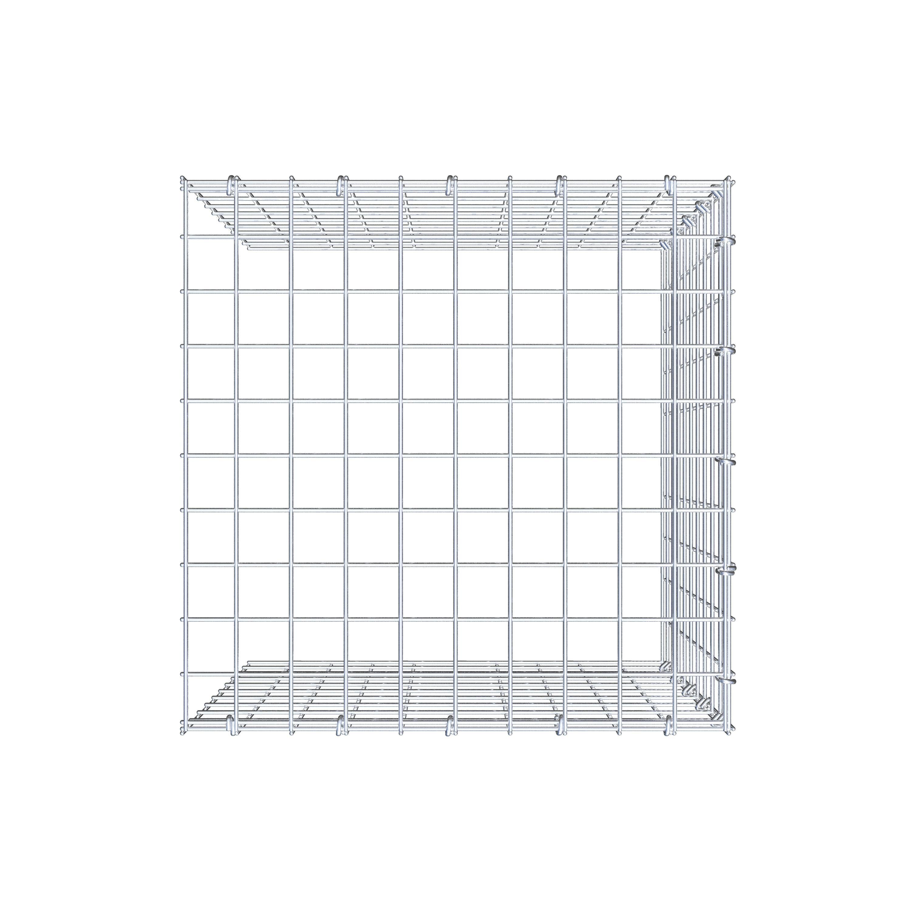 Opbouw schanskorf type 4 50 cm x 50 cm x 50 cm (L x H x D), maaswijdte 5 cm x 5 cm, C-ring