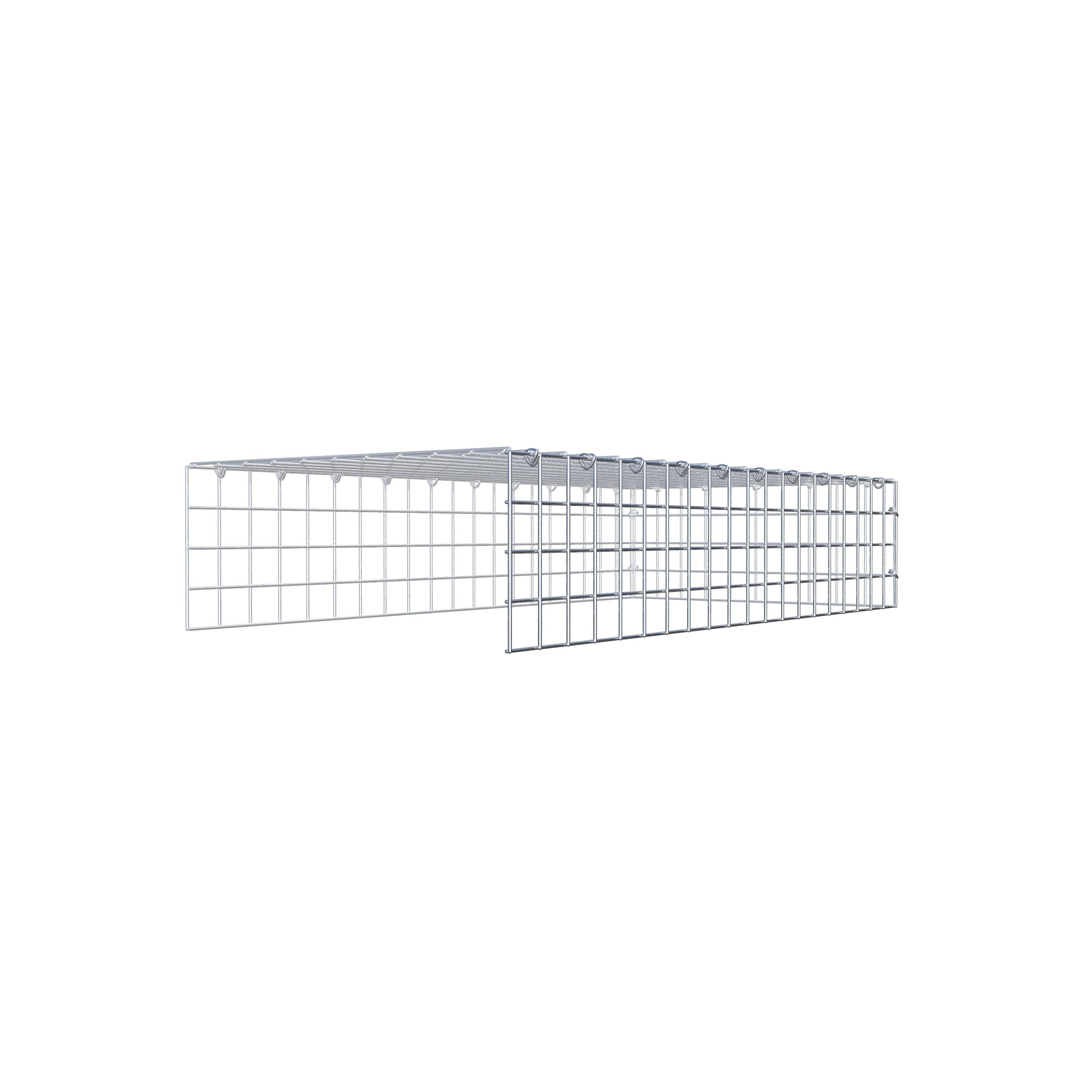 Type 4 oplegkorf 100 cm x 20 cm x 50 cm (L x H x D), maaswijdte 5 cm x 5 cm, C-ring