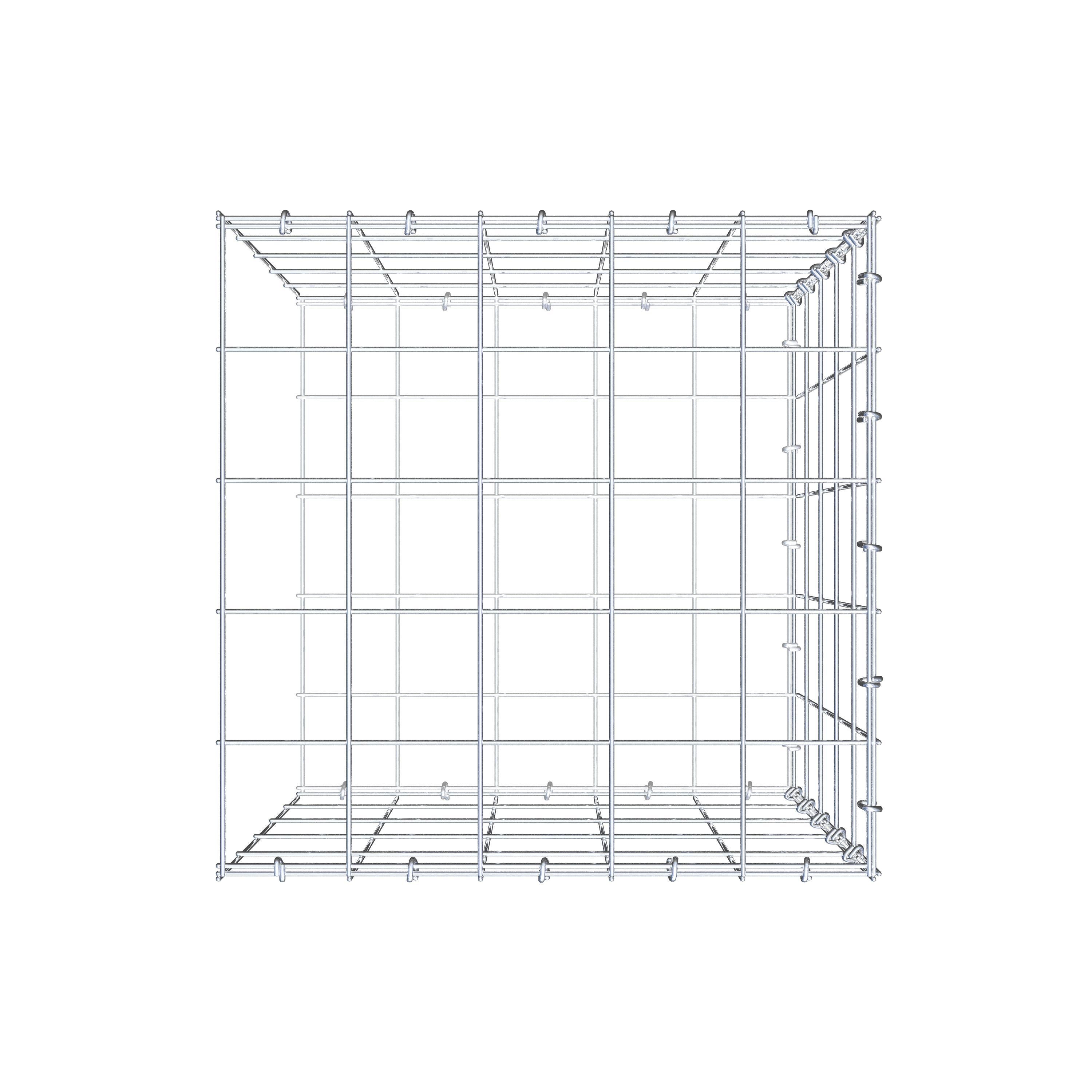Opbouw schanskorf type 2 50 cm x 50 cm x 50 cm (L x H x D), maaswijdte 10 cm x 10 cm, C-ring