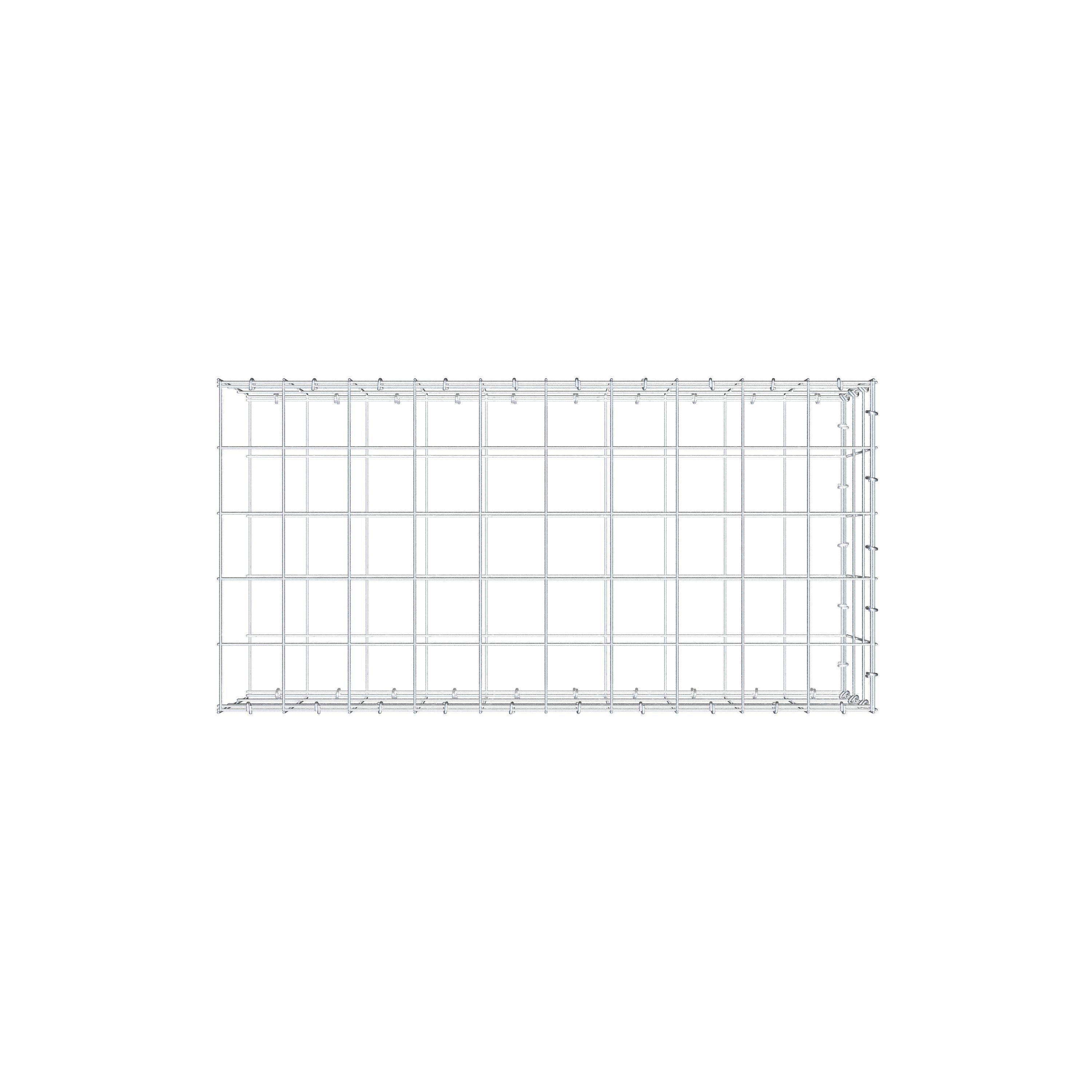Type 2 oplegkorf 100 cm x 30 cm x 50 cm (L x H x D), maaswijdte 10 cm x 10 cm, C-ring