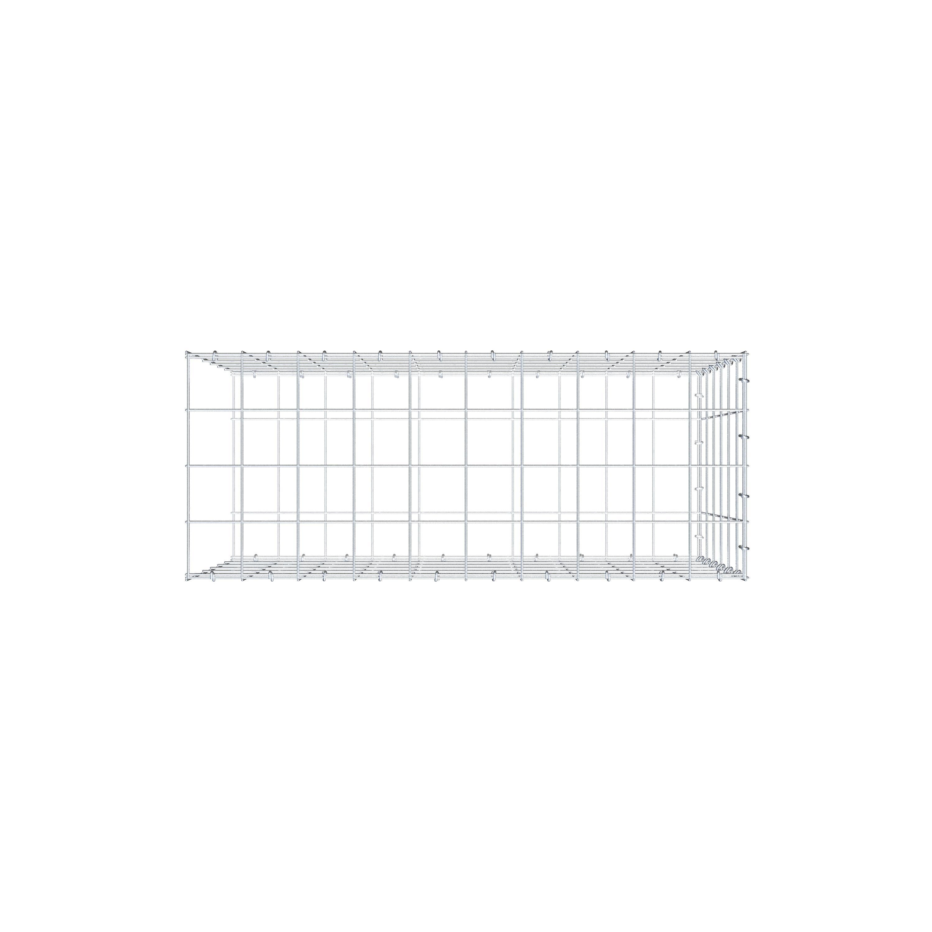 Mounted gabion type 2 100 cm x 60 cm x 40 cm (L x H x D), mesh size 10 cm x 10 cm, C-ring