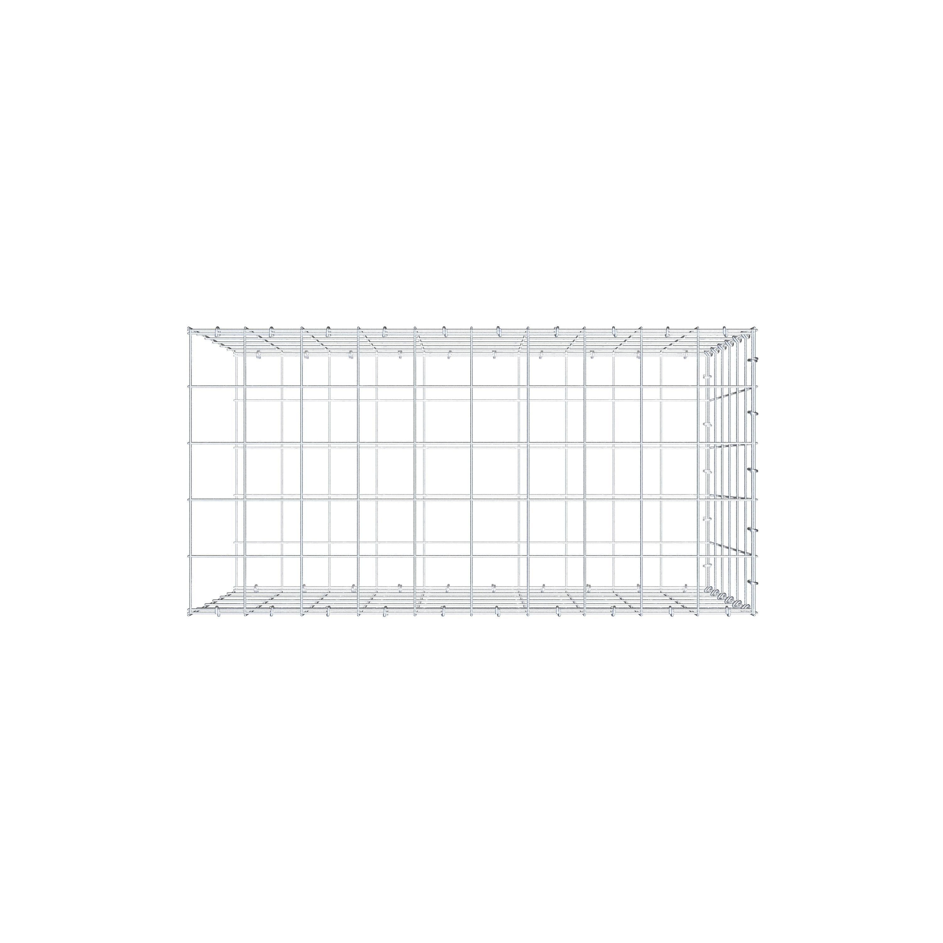 Type 2 oplegkorf 100 cm x 60 cm x 50 cm (L x H x D), maaswijdte 10 cm x 10 cm, C-ring