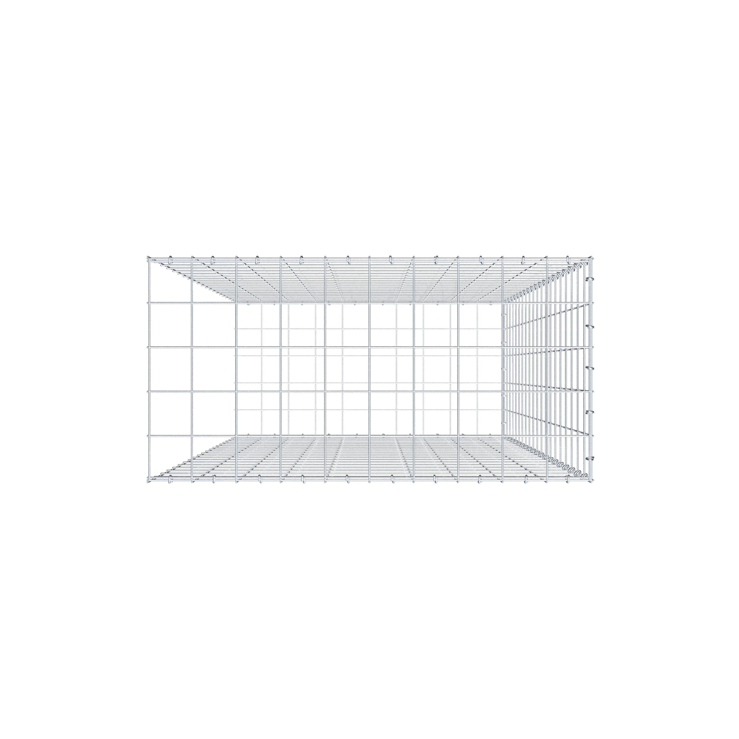 Mounted gabion type 2 200 cm x 100 cm x 50 cm (L x H x D), mesh size 10 cm x 10 cm, C-ring