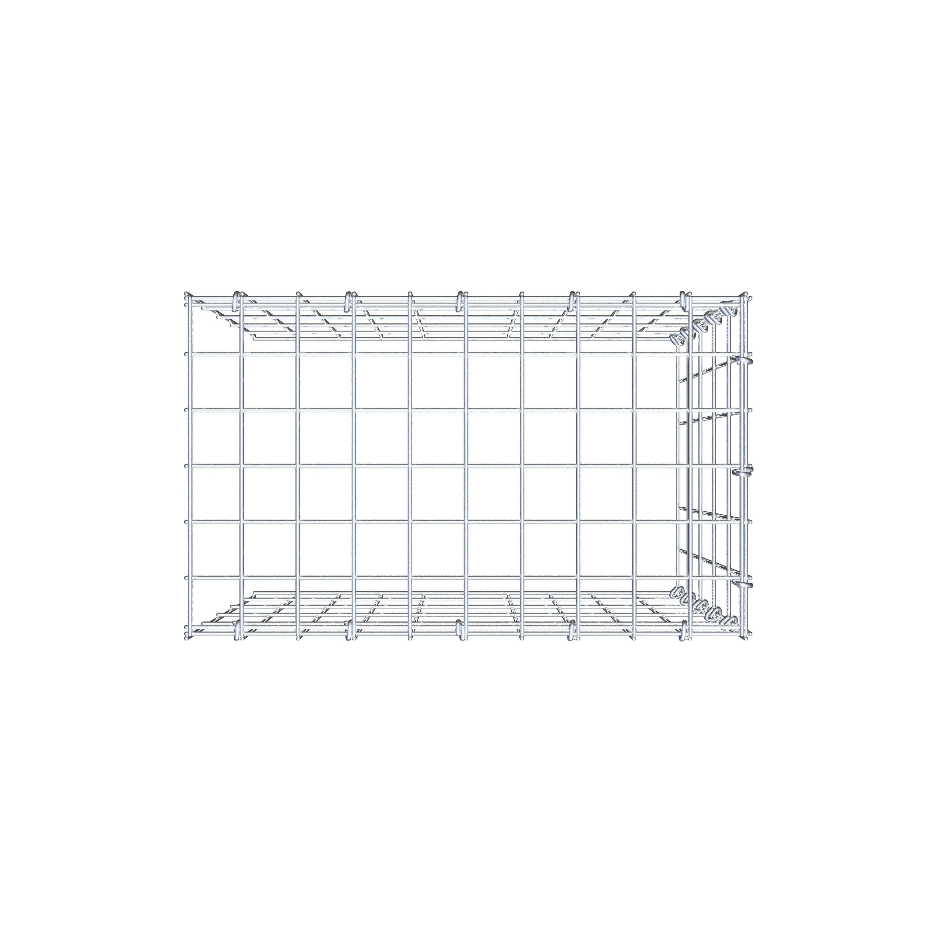 Opbouw schanskorf type 4 50 cm x 50 cm x 30 cm (L x H x D), maaswijdte 5 cm x 10 cm, C-ring