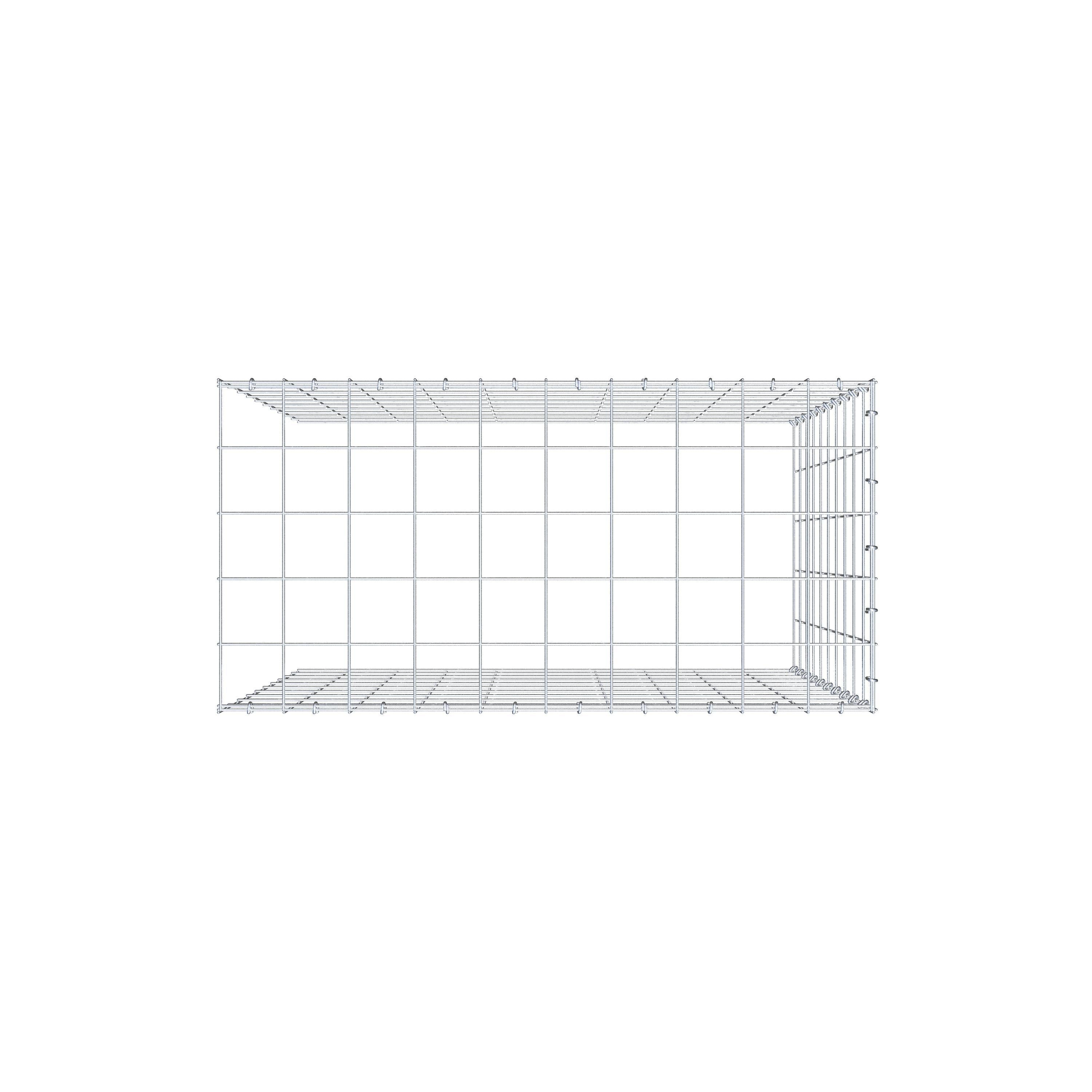 Gabbione aggiuntivo tipo 4 100 cm x 100 cm x 50 cm (L x H x P), maglia 10 cm x 10 cm, anello a C