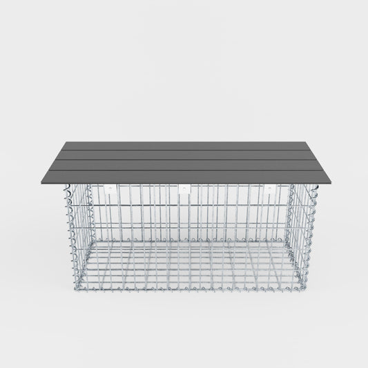 Trädgårdsbänk av gabionspiral 105 x 50 x 40 cm - MW 5 x 10 cm, med återvunnen topp i antracit